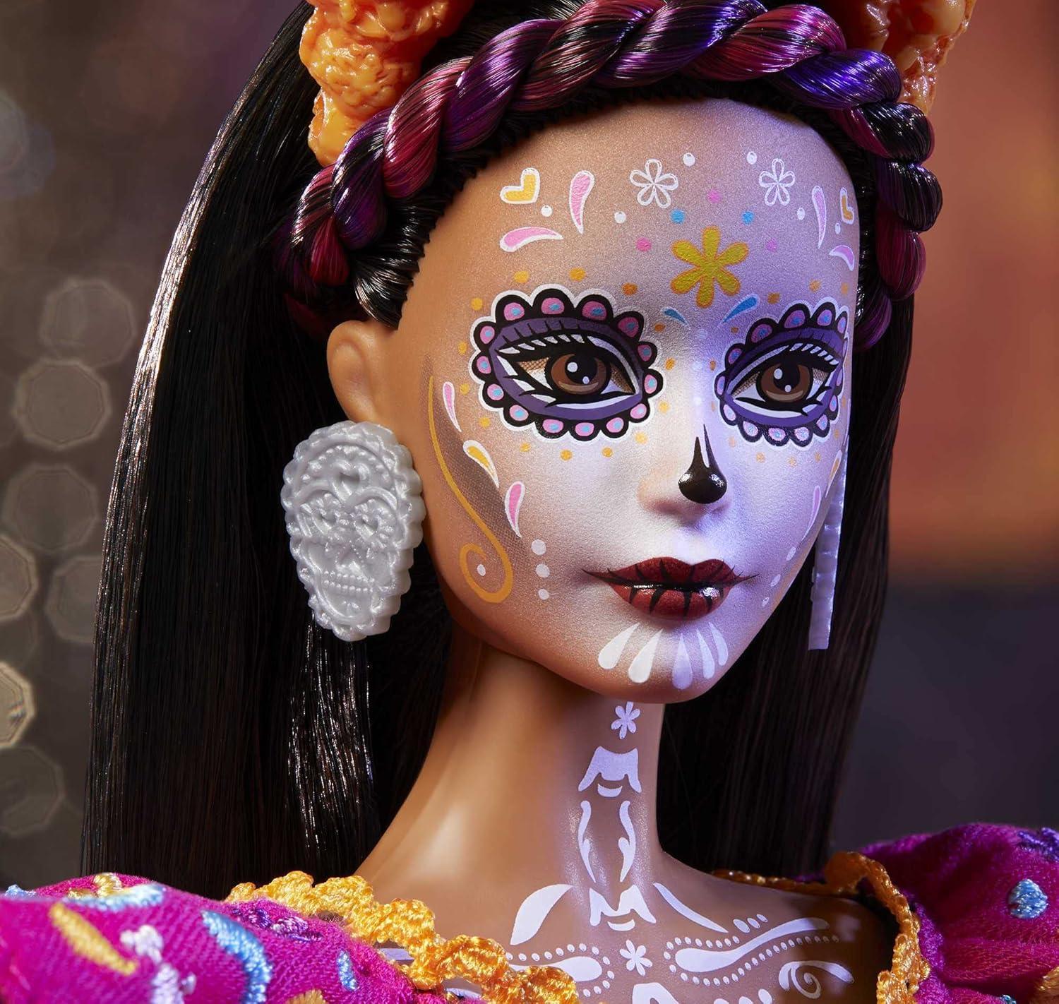 Barbie 2021 Dia De Muertos Doll (11.5-in) Wearing Embroidered Dress & Calavera Face Paint