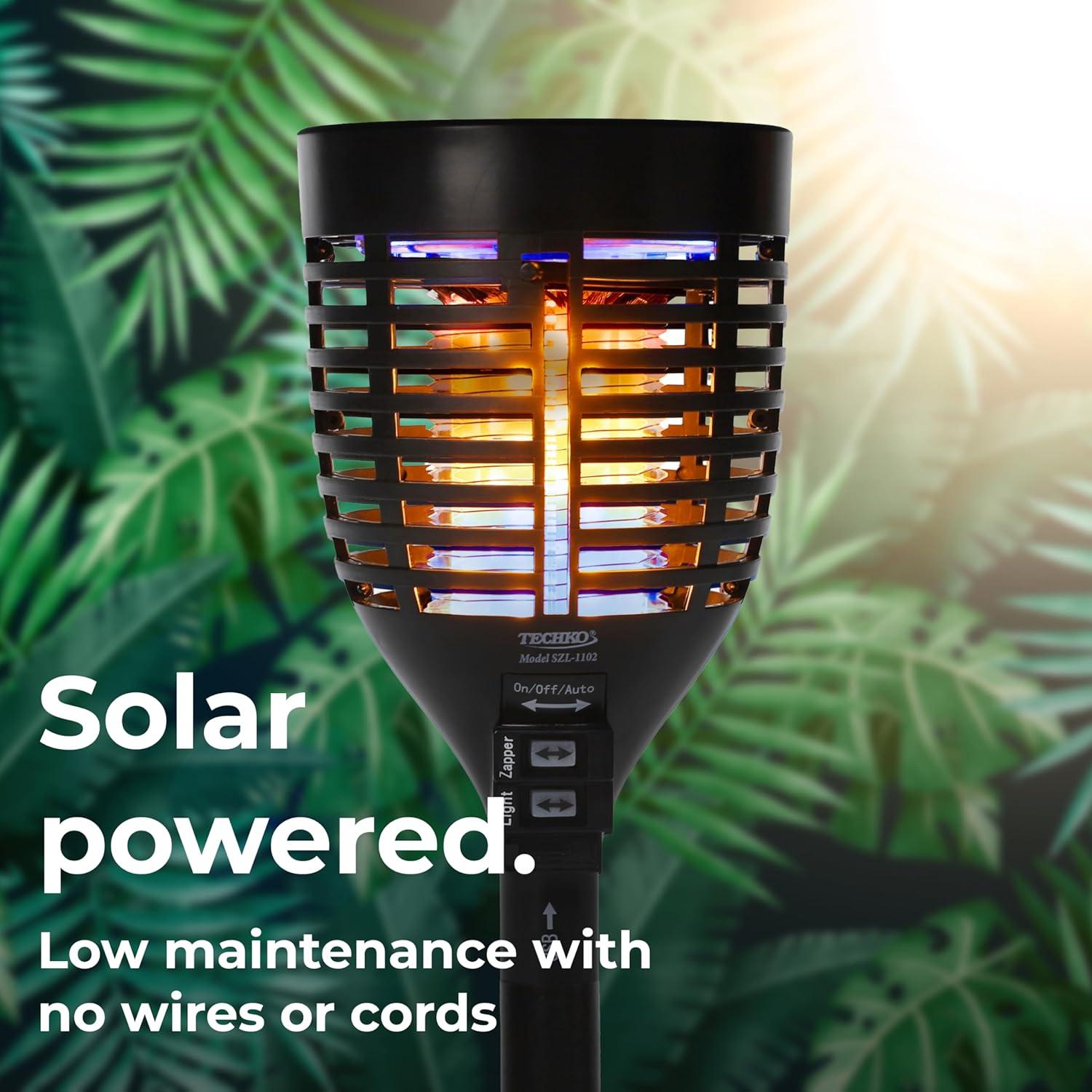 Solar Black Bug Zapper Torch with Easy-Clean Brush