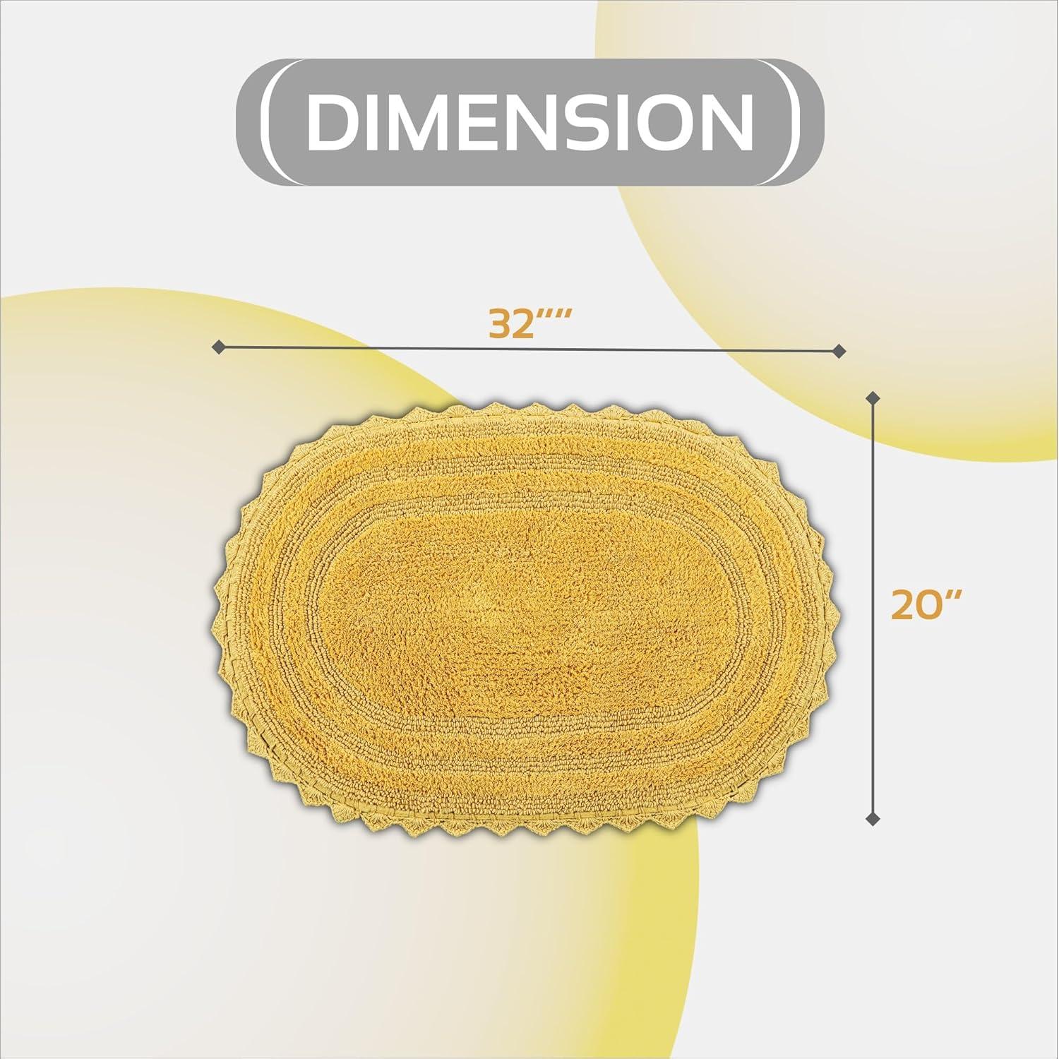 Better Trends Lilly Crochet 100% Cotton Tufted Reversible Bath Rug 20" x 32" Oval - Yellow