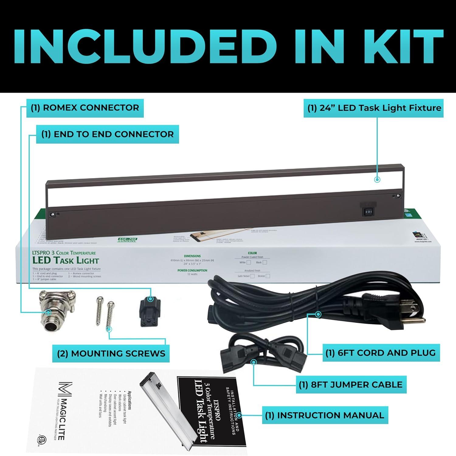 Bronze 24-Inch Dimmable LED Under Cabinet Light