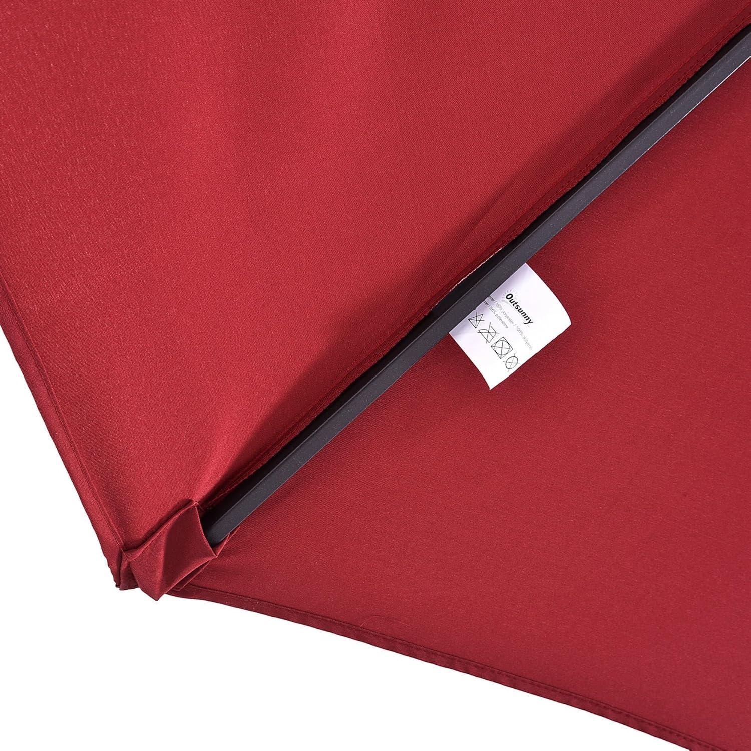 Outsunny Extra Large 15ft Patio Umbrella, Double-Sided Outdoor Umbrella with Crank Handle and Air Vents for Backyard, Deck, Pool, Market, Red
