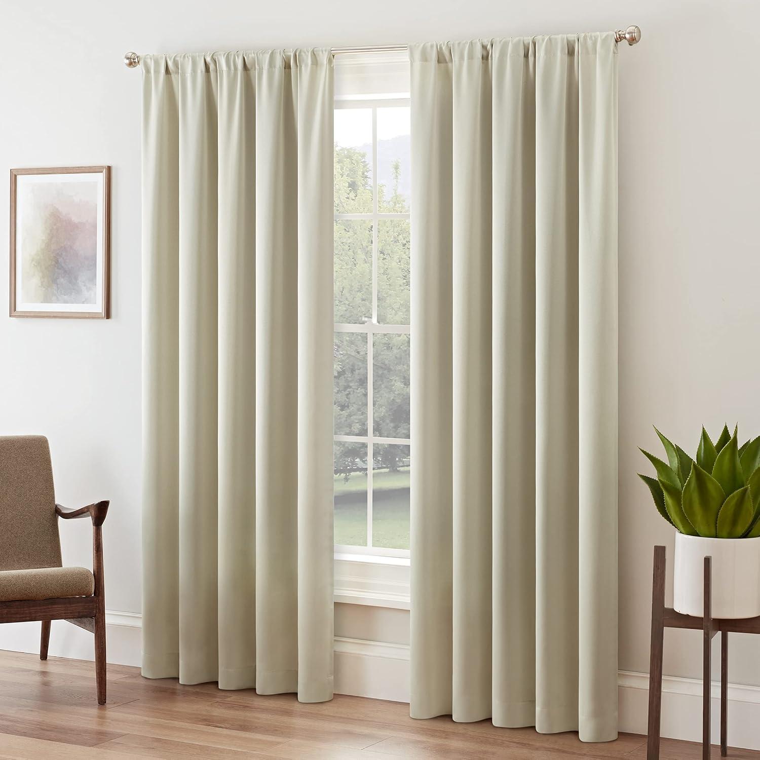 Eclipse Tricia Solid Curtain Panel, Room Darkening Rod Pocket Curtain Thermapanel (1 Panel)