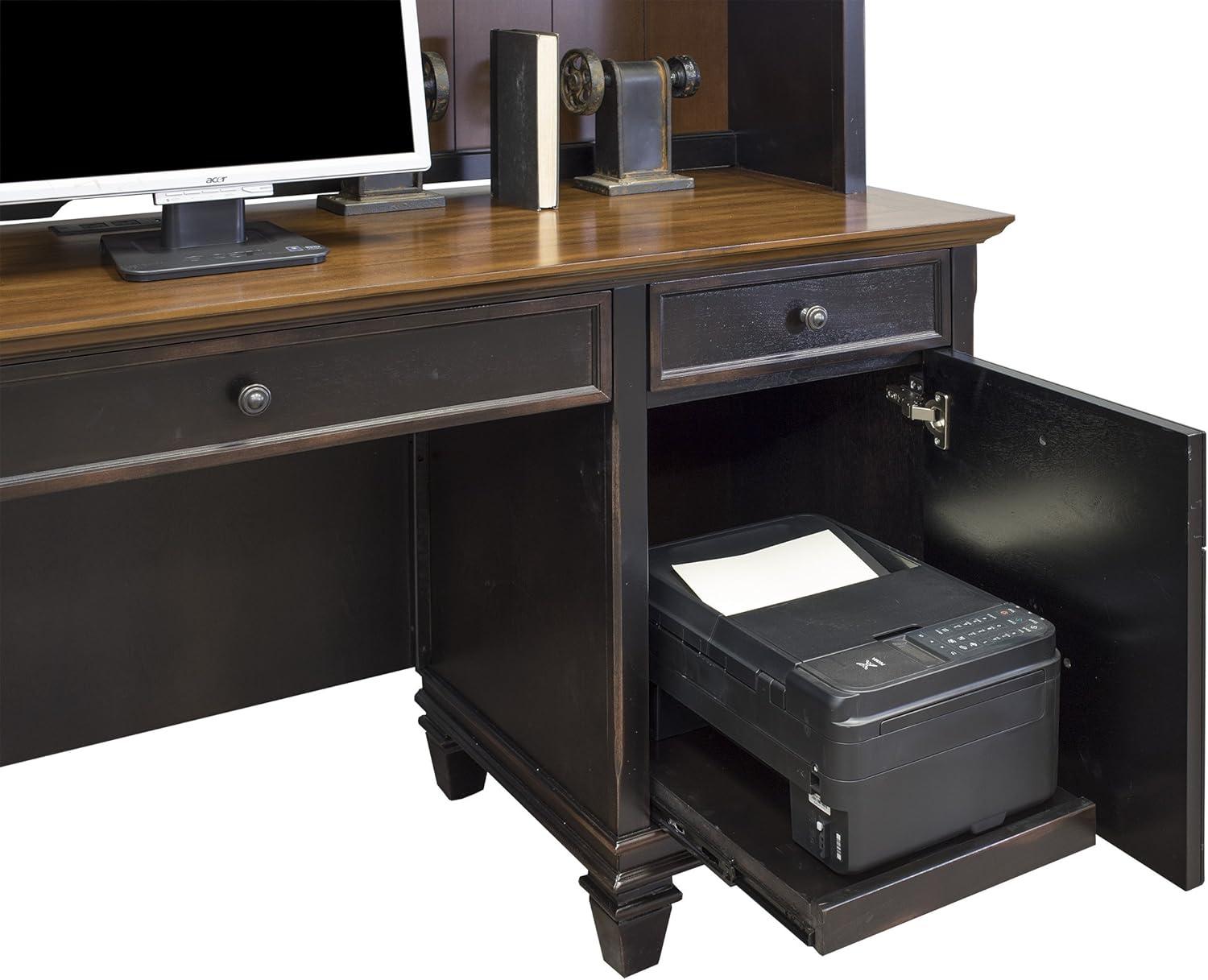 Hartford Black Wood Home Office Desk with USB Ports