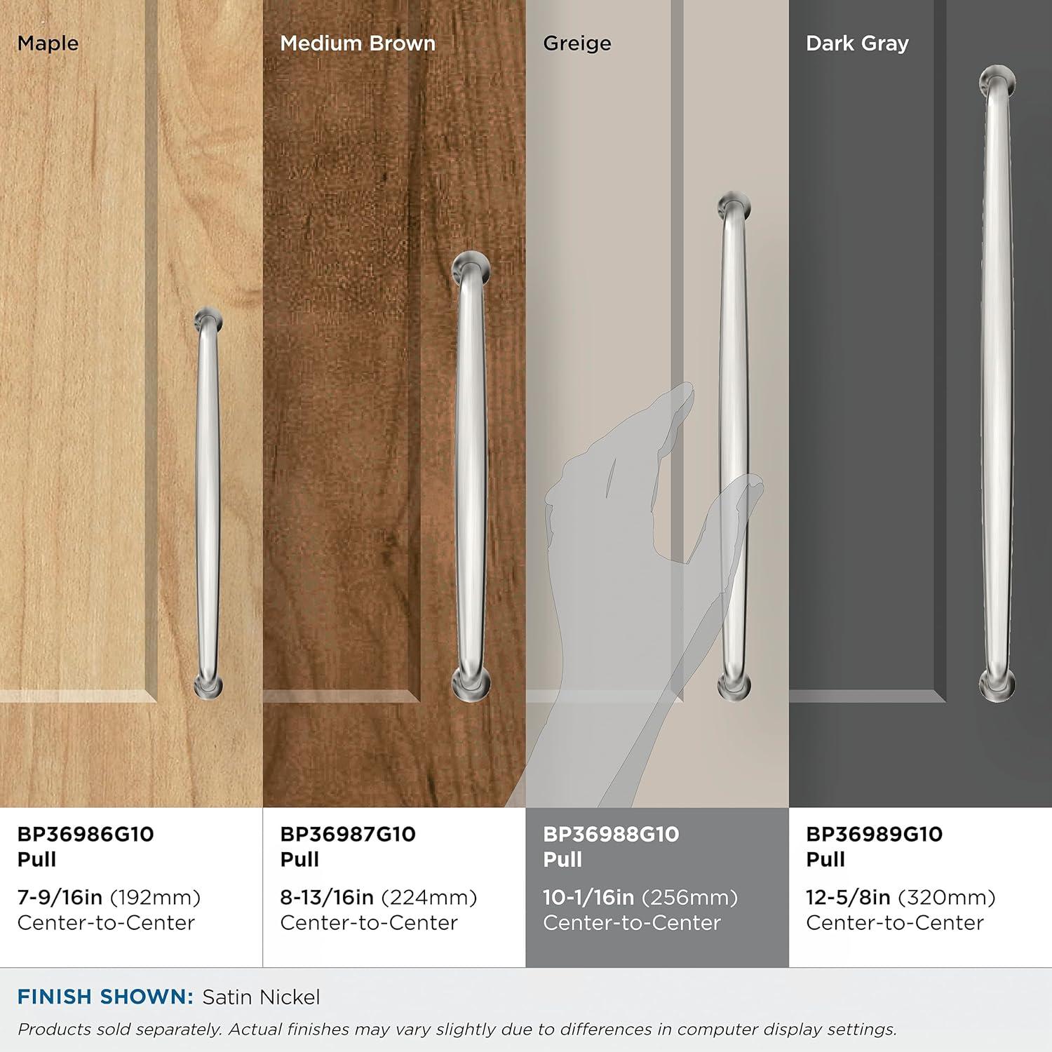 Amerock Renown 10-1/16 inch (256mm) Center-to-Center Satin Nickel Cabinet Pull