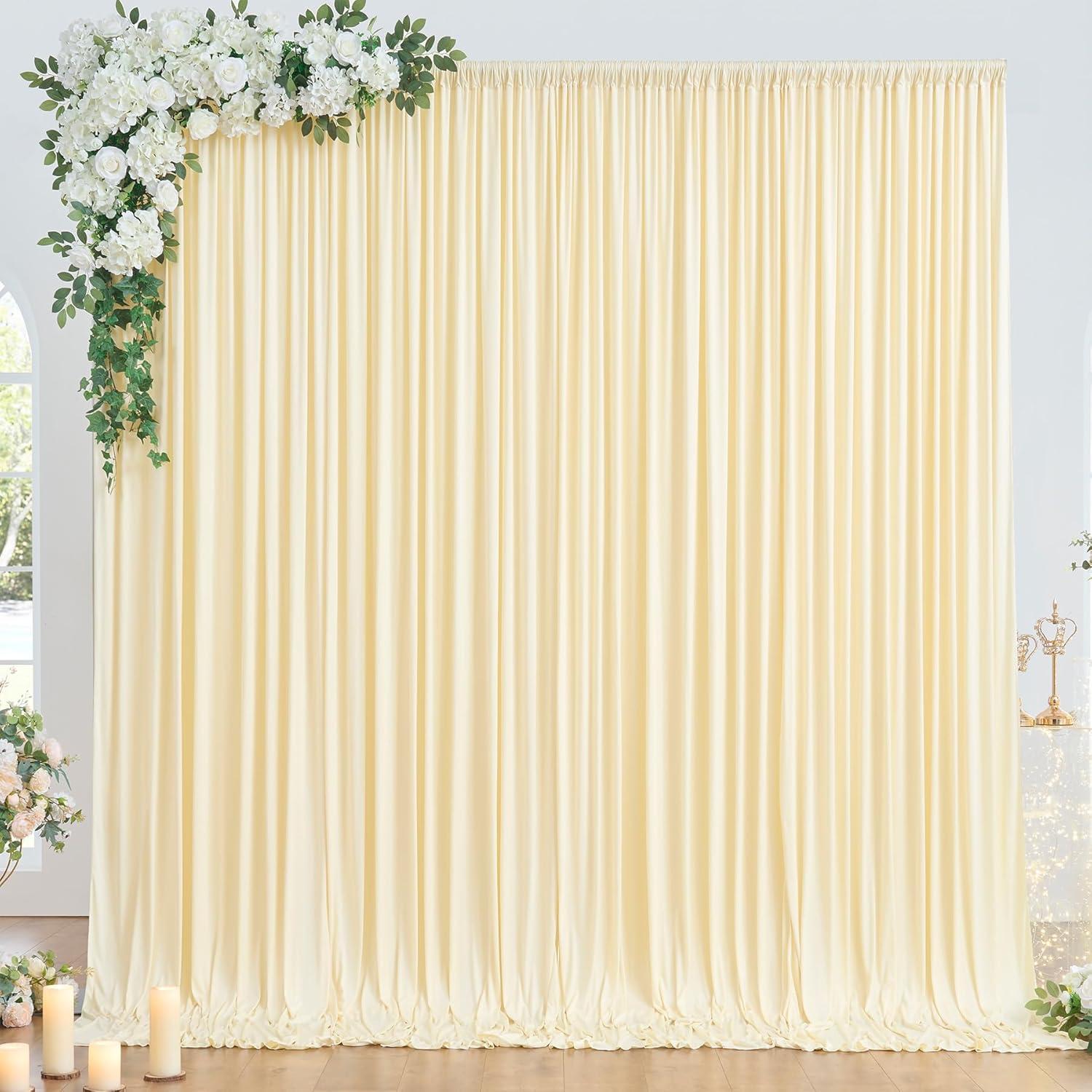 10ft x 10ft Champagne Polyester Backdrop Curtains for Events