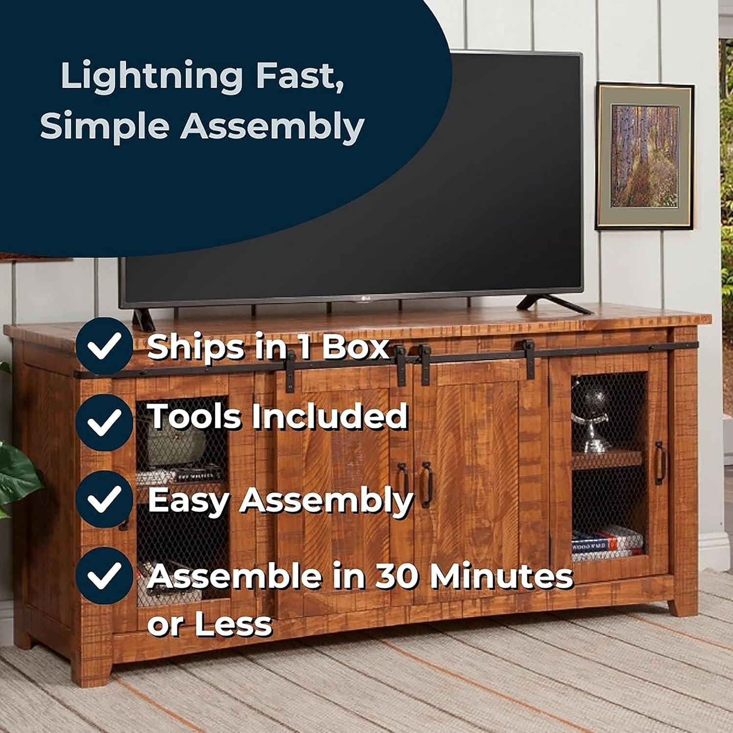 Omaha 65" Solid Wood TV Stand Honey Tobacco Finish - Martin Svensson Home