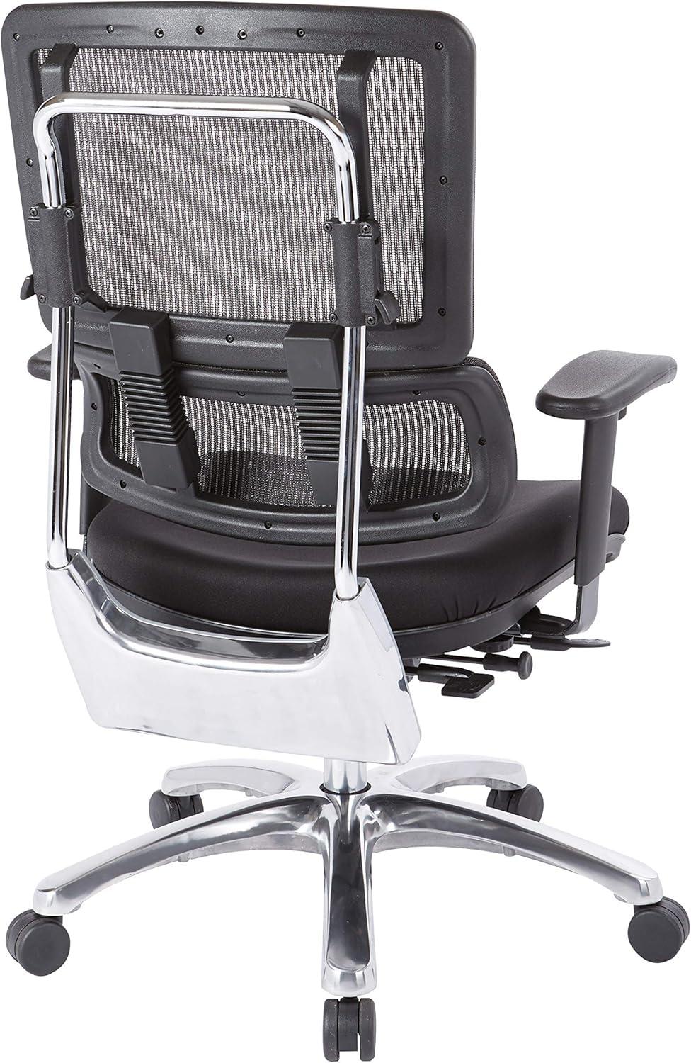 Vertical Black Mesh Back and Coal Black Fabric Seat with Polished Aluminum Base