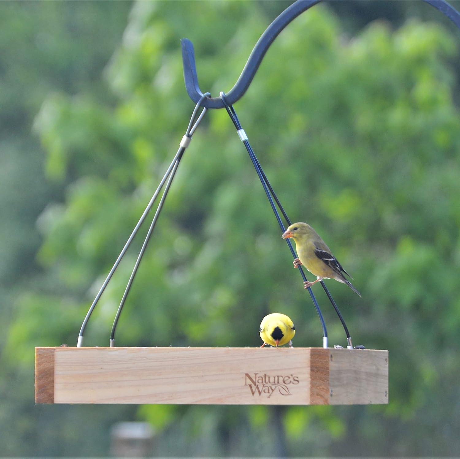 Nature's Way Cedar Tray Bird Feeder: Weather-Resistant Wood, No Assembly, 12x12 Hanging Design