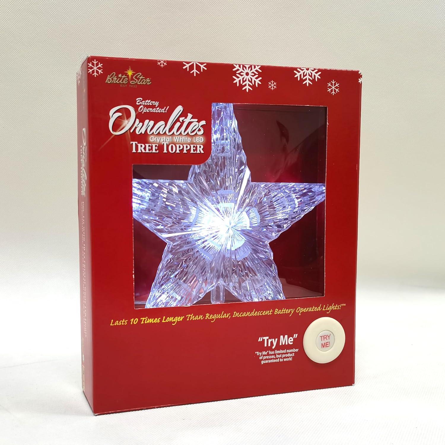 Crystal White LED Pentagram Star Tree Topper