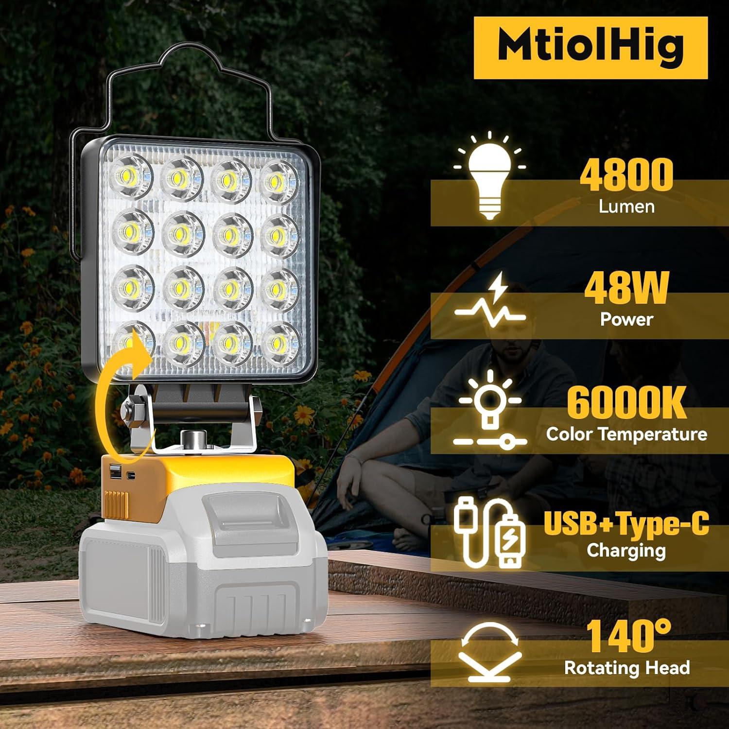 AnTom LED Work Light , 48W 4800LM LED Flood Light for Outdoor and Job Site Lighting- Dimmable Design