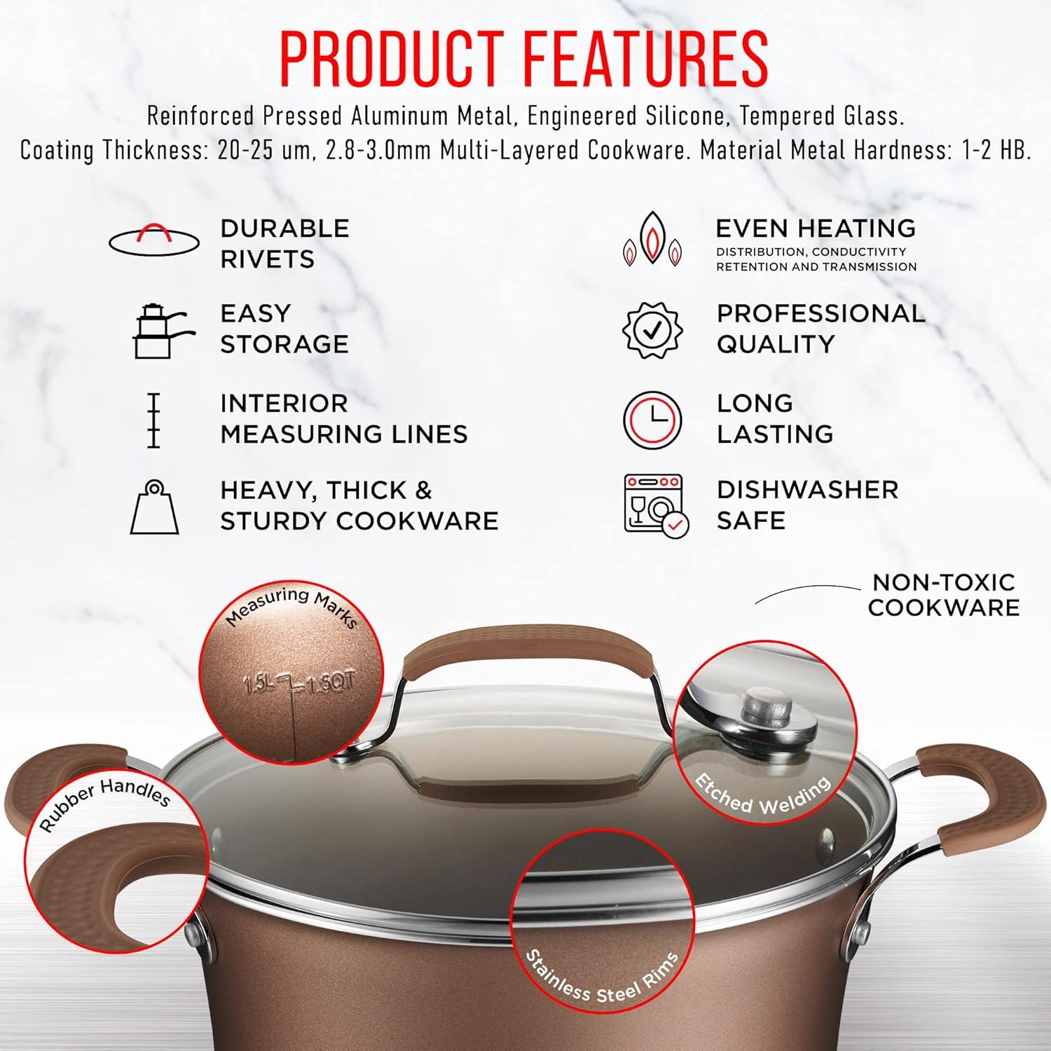 14 - Piece Non-Stick Carbon Steel Cookware Set