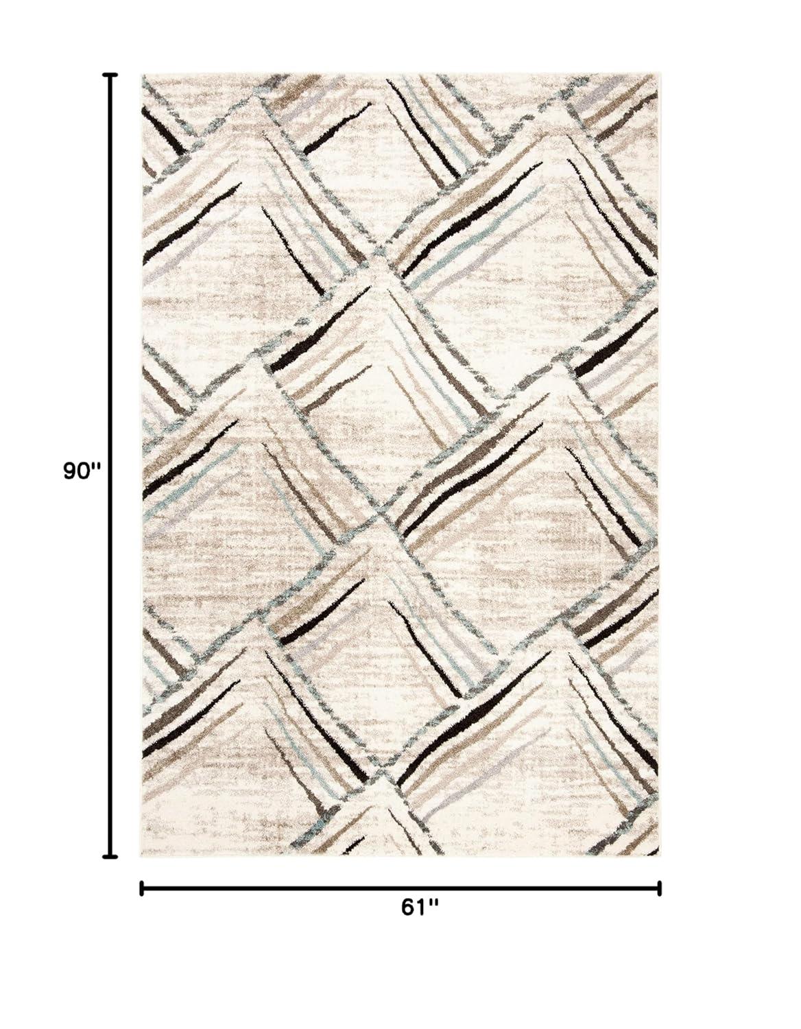 Amsterdam AMS112 Power Loomed Indoor Area Rug - Cream/Charcoal - 5'1"x7'6" - Safavieh