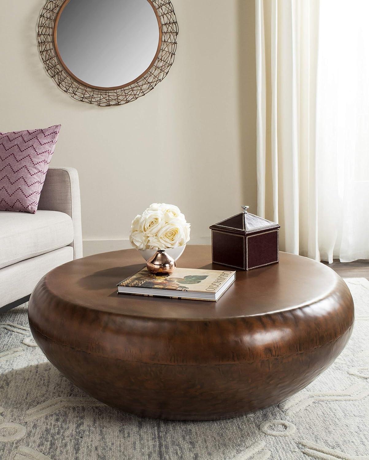 Patience Round Antique Copper Coffee Table