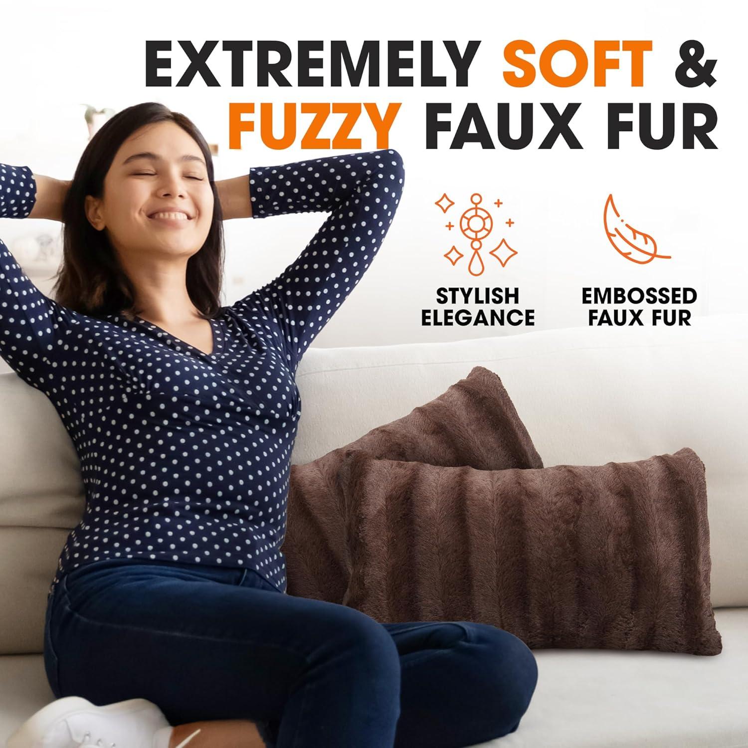 Cheer Collection Faux Fur Throw Pillow (Set of 2)