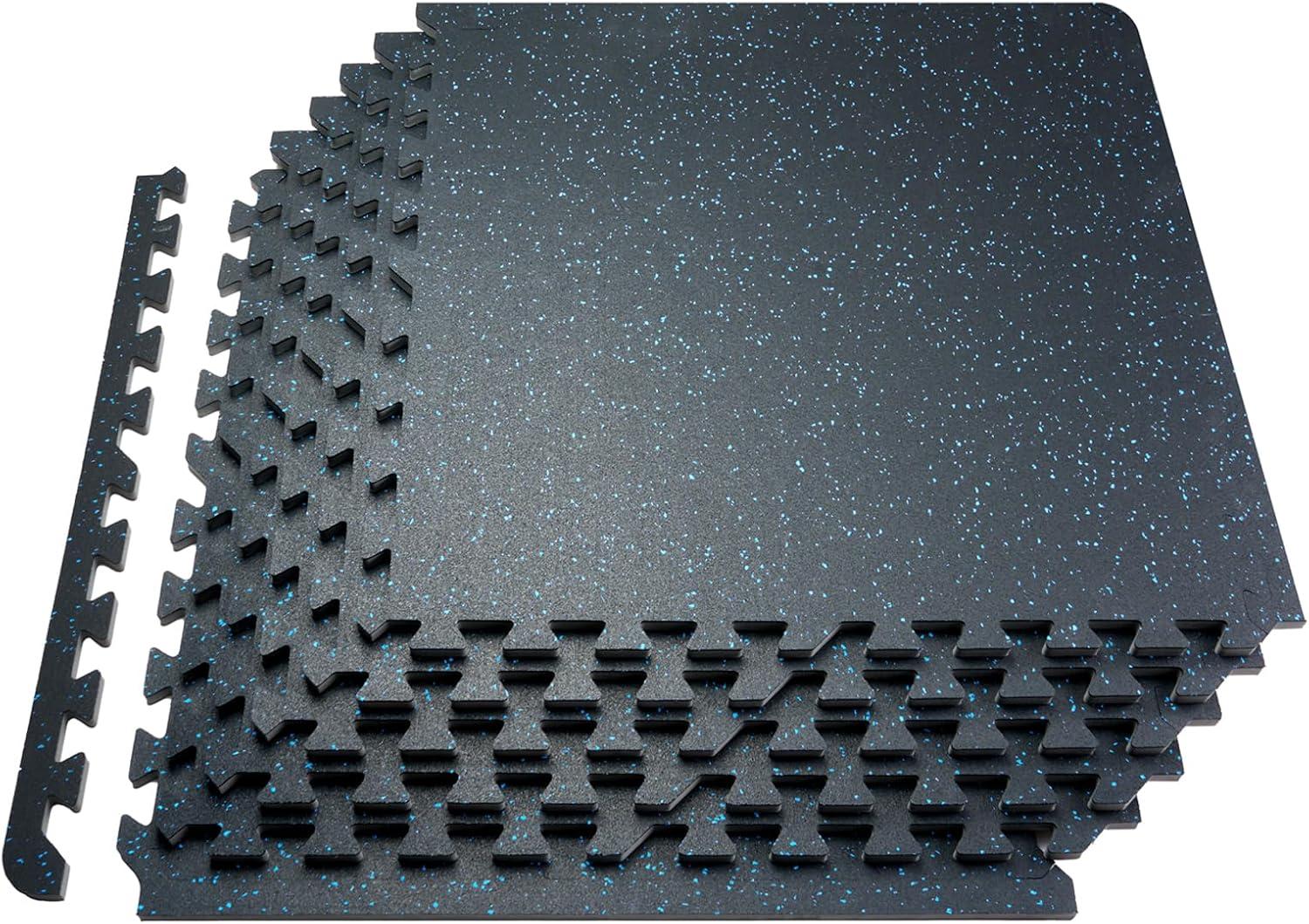 VEVOR 12 PCS 0.56" Thick Gym Floor Mats, 24" x 24" EVA Foam & Rubber Top Interlocking Workout Floor Mats