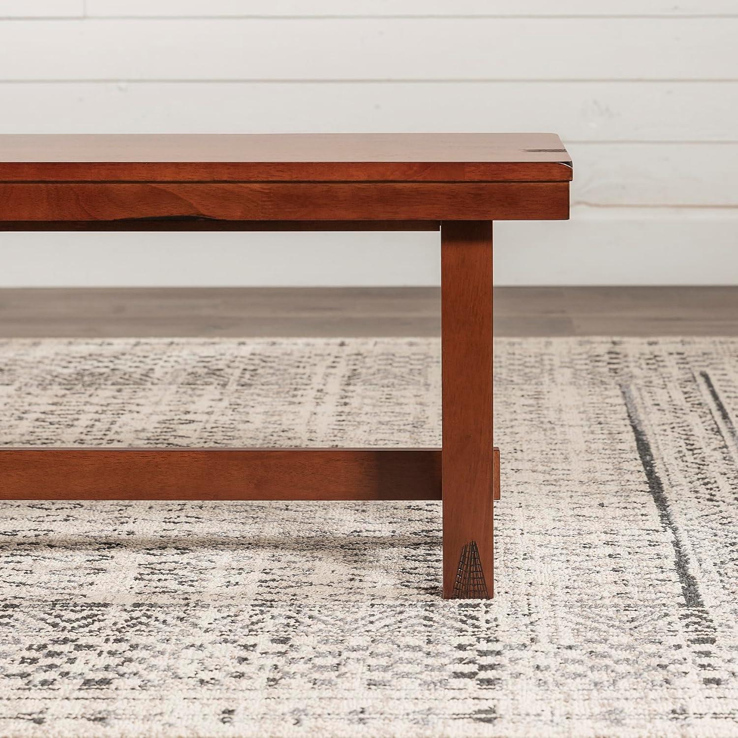 Walker Edison Transitional Wood Backless Dining Bench, Dark Oak