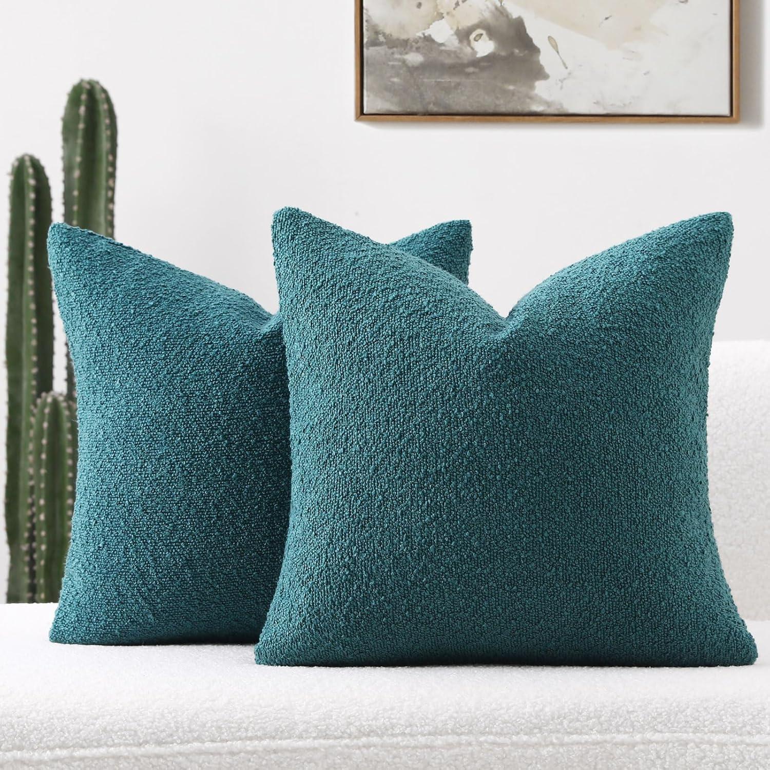 Teal Chenille 18x18 Euro Pillow Covers, Pack of 2