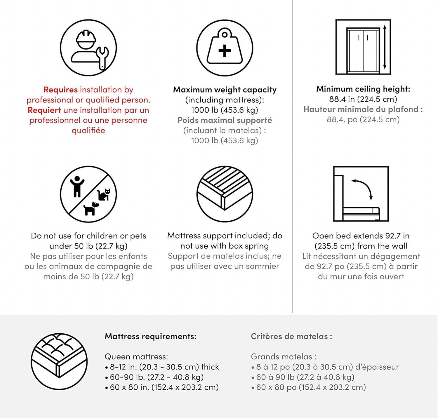 Bestar Lumina 2 Piece Queen Storage Wall Bed Set in White Chocolate