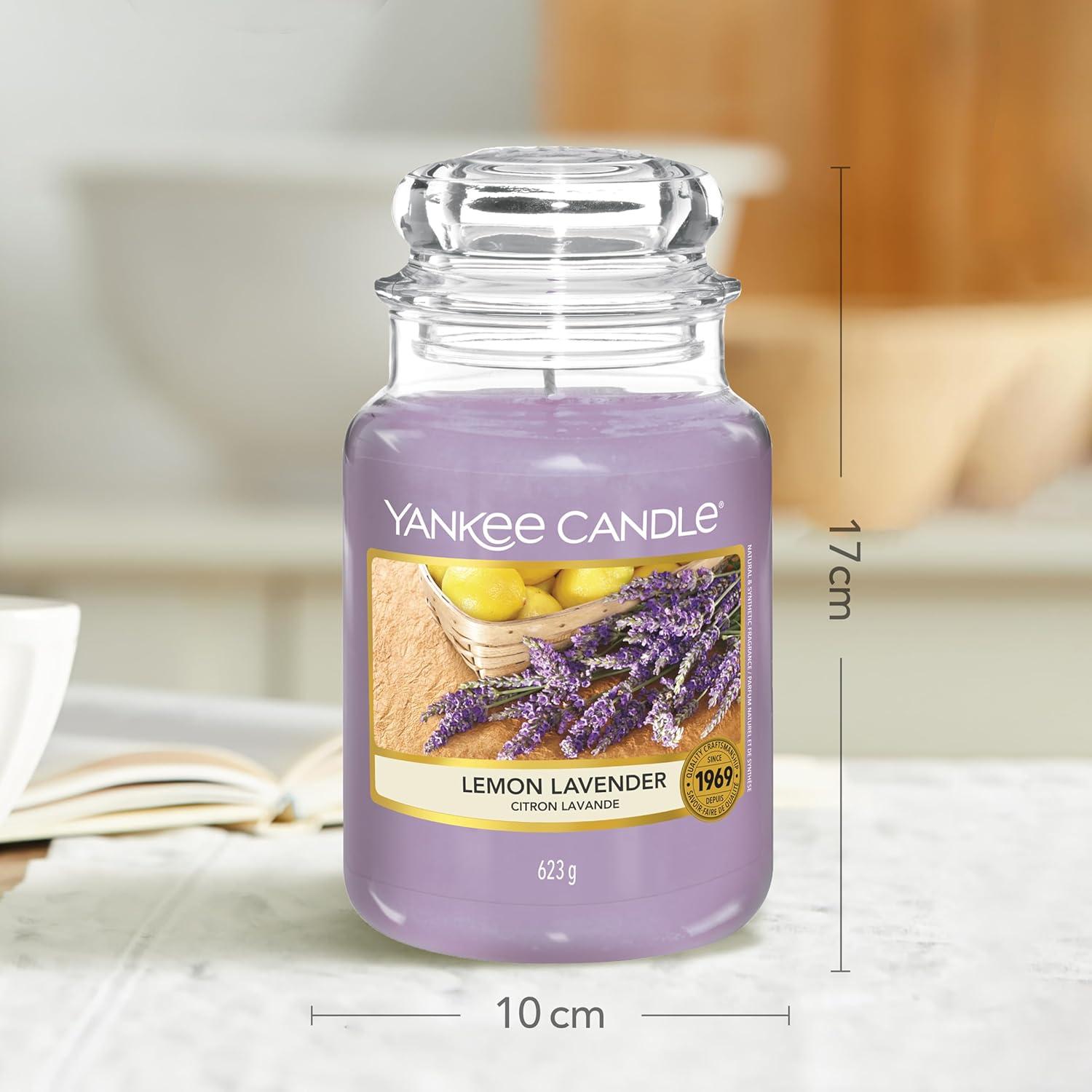 Yankee Candle Lemon Lavender Scented, Classic 22oz Large Jar Single Wick Candle, Over 110 Hours of Burn Time