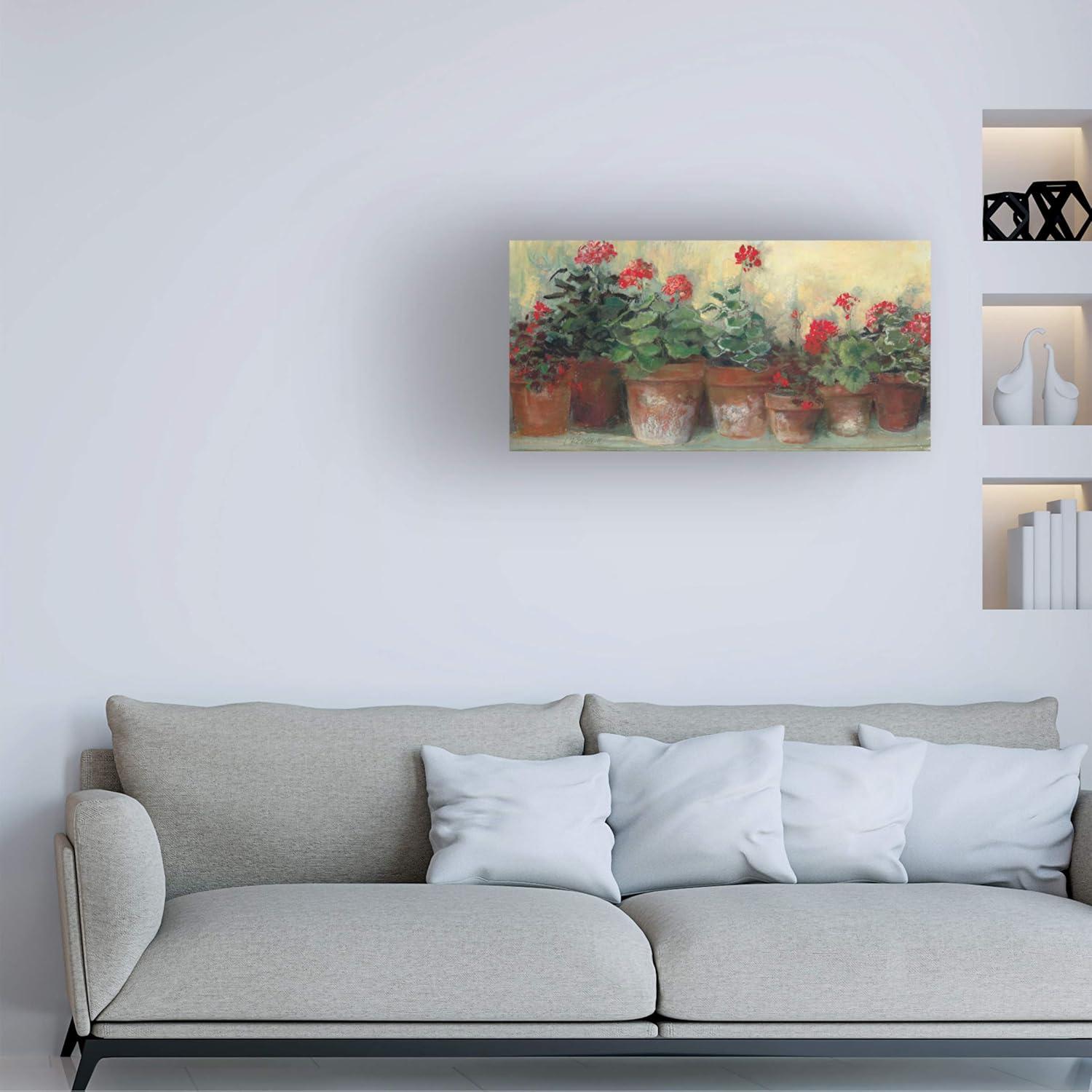 Trademark Fine Art -Carol Rowan 'Kathleens Geraniums' Canvas Art