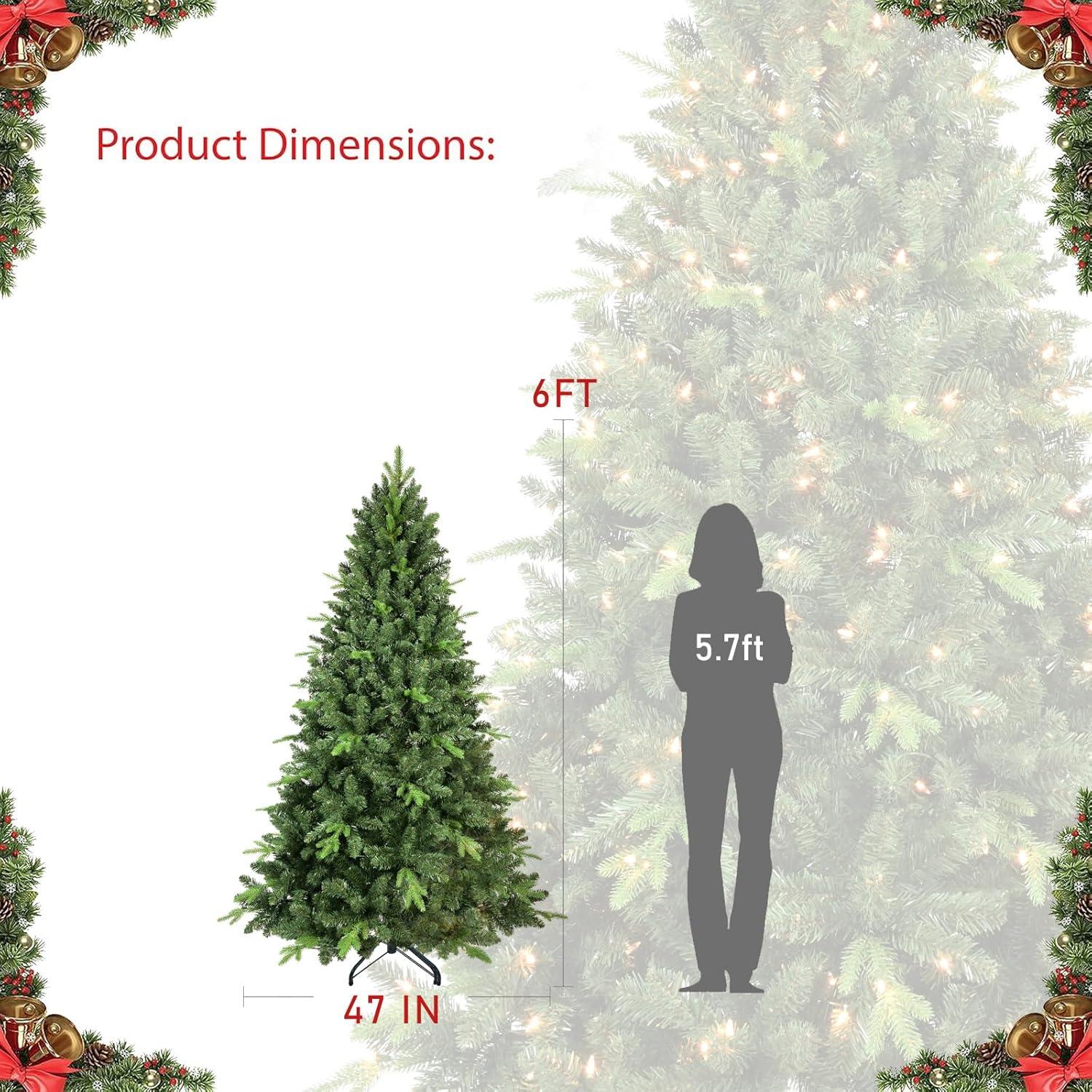 Bringstar 5FT Unlit Artificial Christmas Tree, Green Xmas Tree with 308 Tips and Folding Metal Stand, for Indoor Holiday Decoration