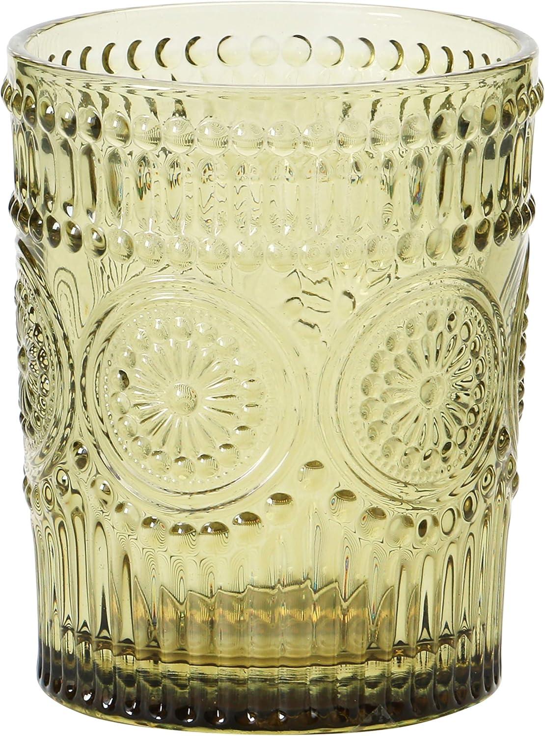 Creative Co-Op 12 oz. Embossed Drinking Glass, 4 Colors