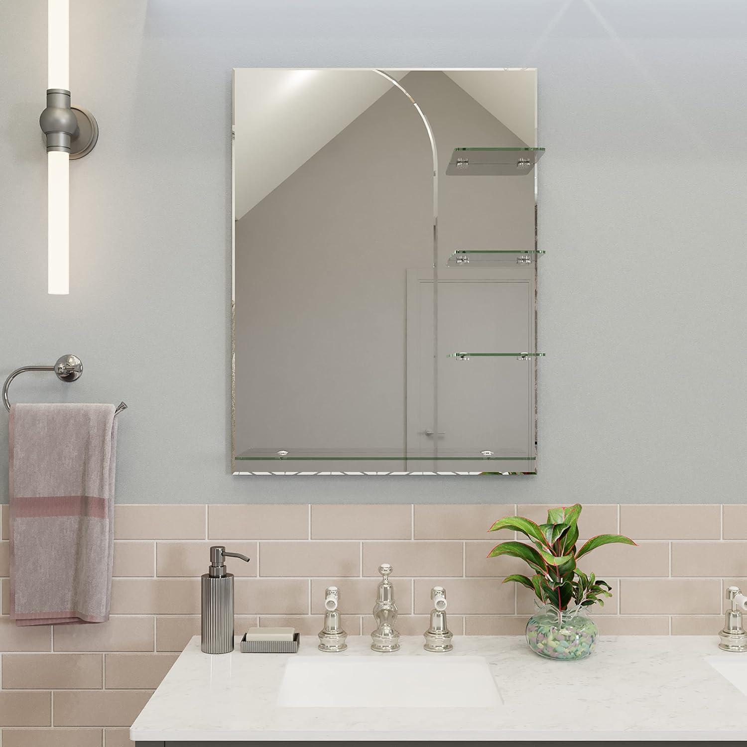 Croydex Fairfield Easy Install, Arch Bathroom Mirror with Single Shelf