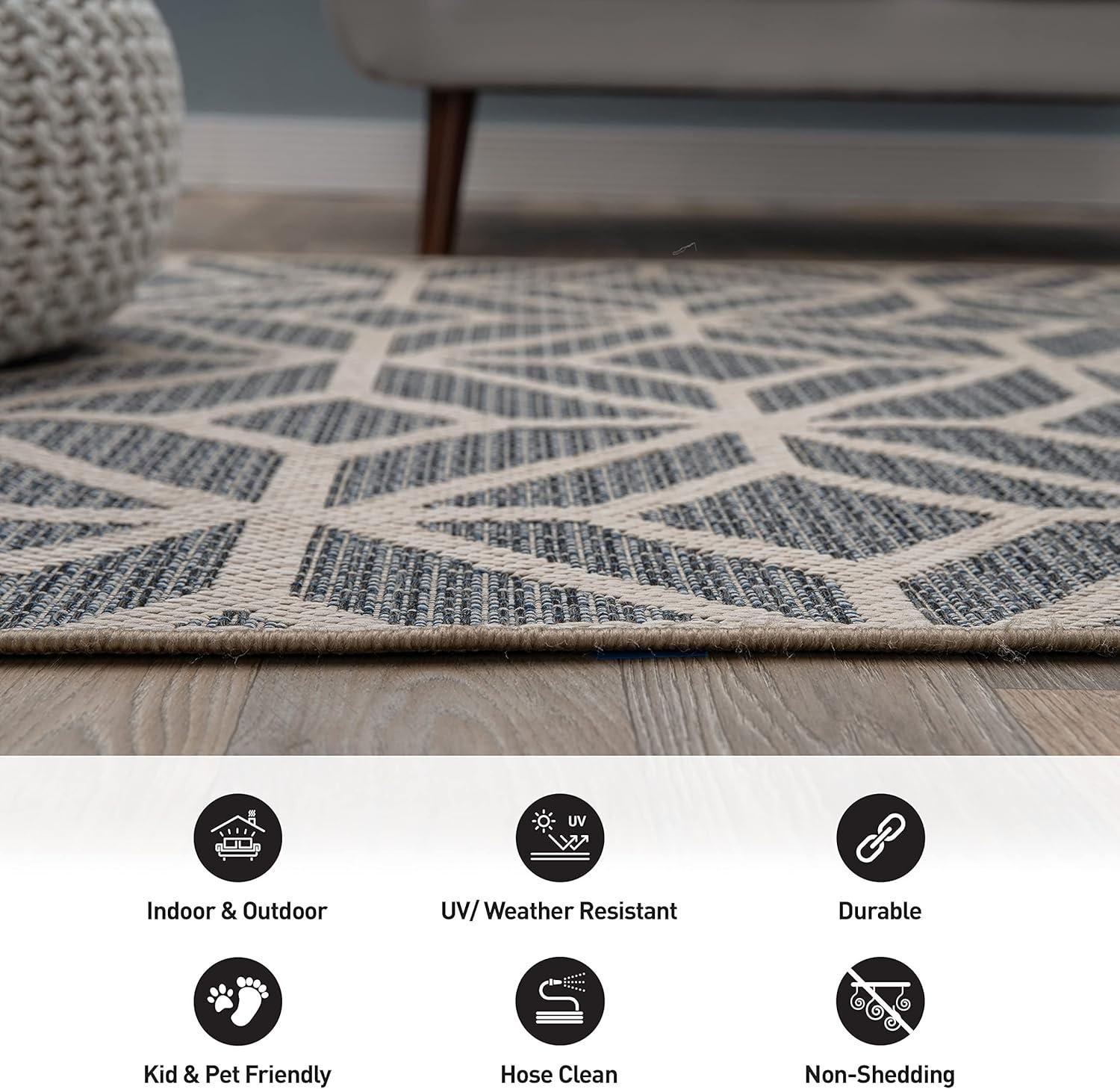 World Rug Gallery Modern Contemporary Geometric Indoor/Outdoor Area Rug