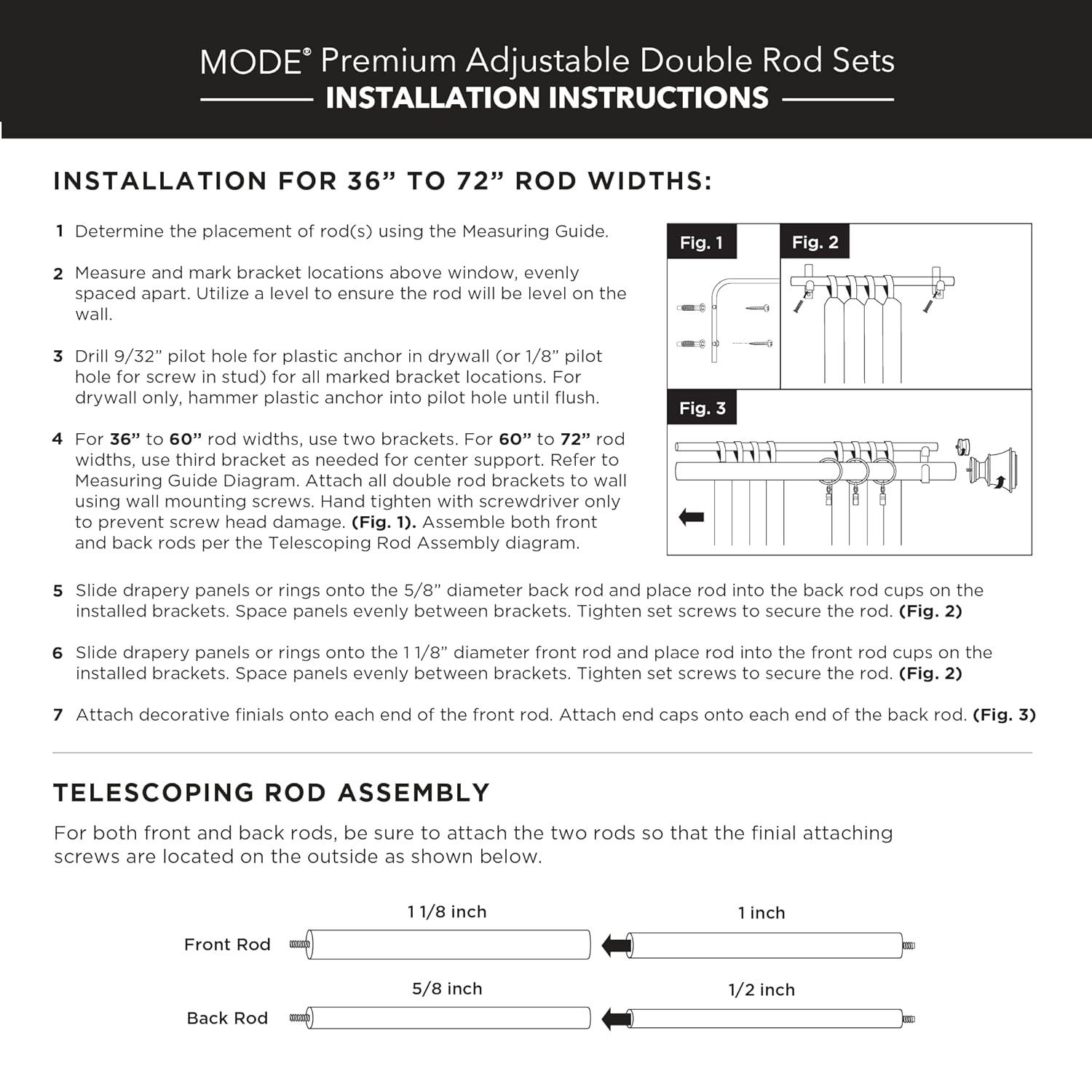 MODE Premium - Double Steel Adjustable Double Curtain Rod