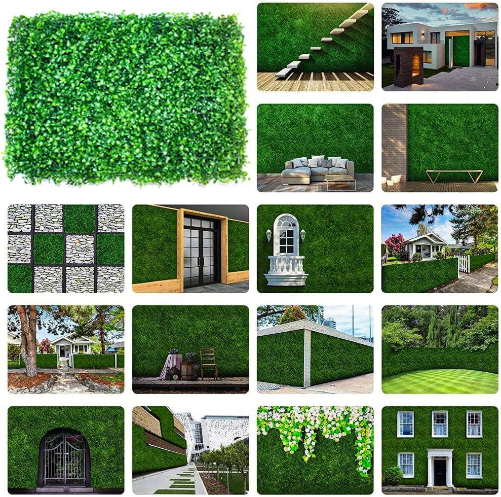 Primrue 12PCS 16" X 24" Artificial Boxwood Panels,Boxwood Hedge Wall Panels,Artificial Grass Backdrop Wall 1.6", Privacy Hedge Screen UV Protected For Outdoor Indoor Garden Fence Backyard