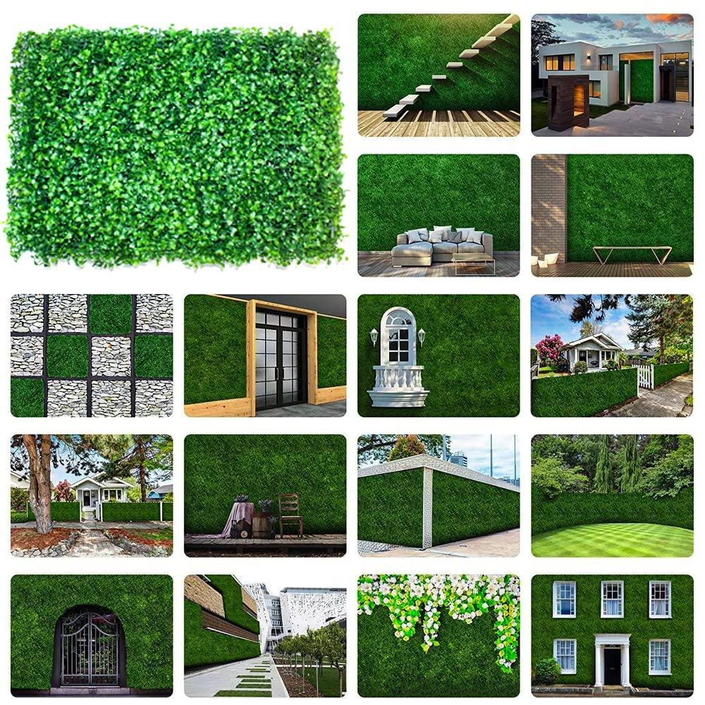 Primrue Primrue 12PCS 16" X 24" Artificial Boxwood Panels,Boxwood Hedge Wall Panels,Artificial Grass Backdrop Wall 1.6", Privacy Hedge Screen UV Protected For Outdoor Indoor Garden Fence Backyard