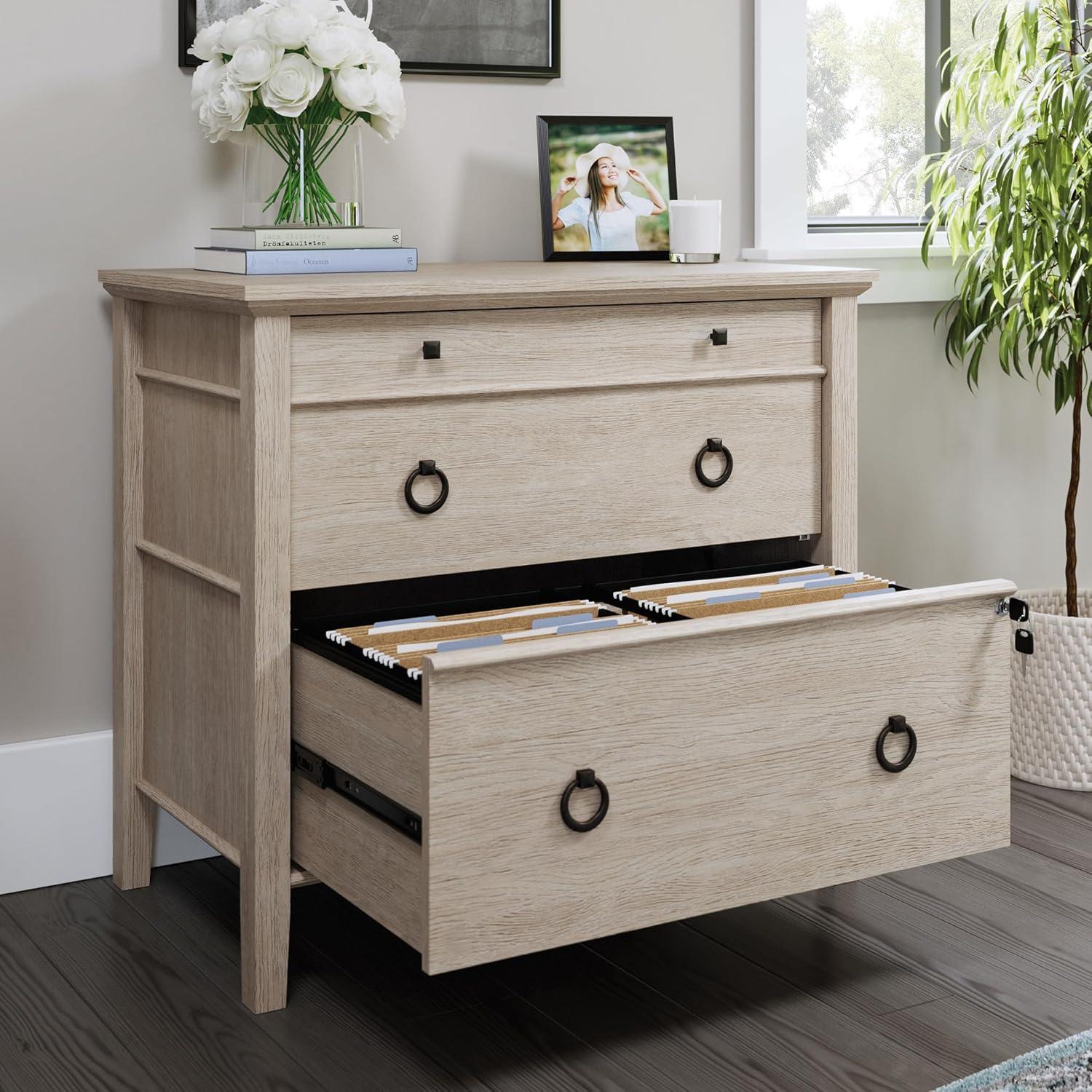 Cascade Oak 2-Drawer Lockable Lateral File Cabinet