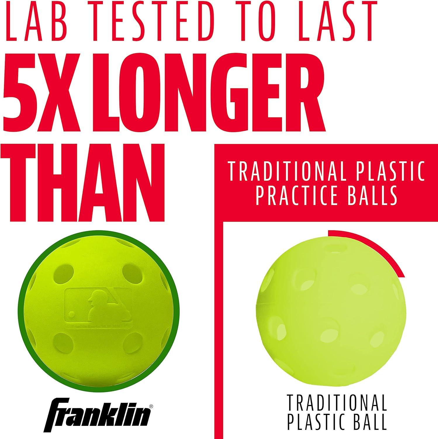 Franklin Sports Indestruct-A-Ball Plastic Batting Practice Baseballs, Softballs + Golf Balls - Training Packs