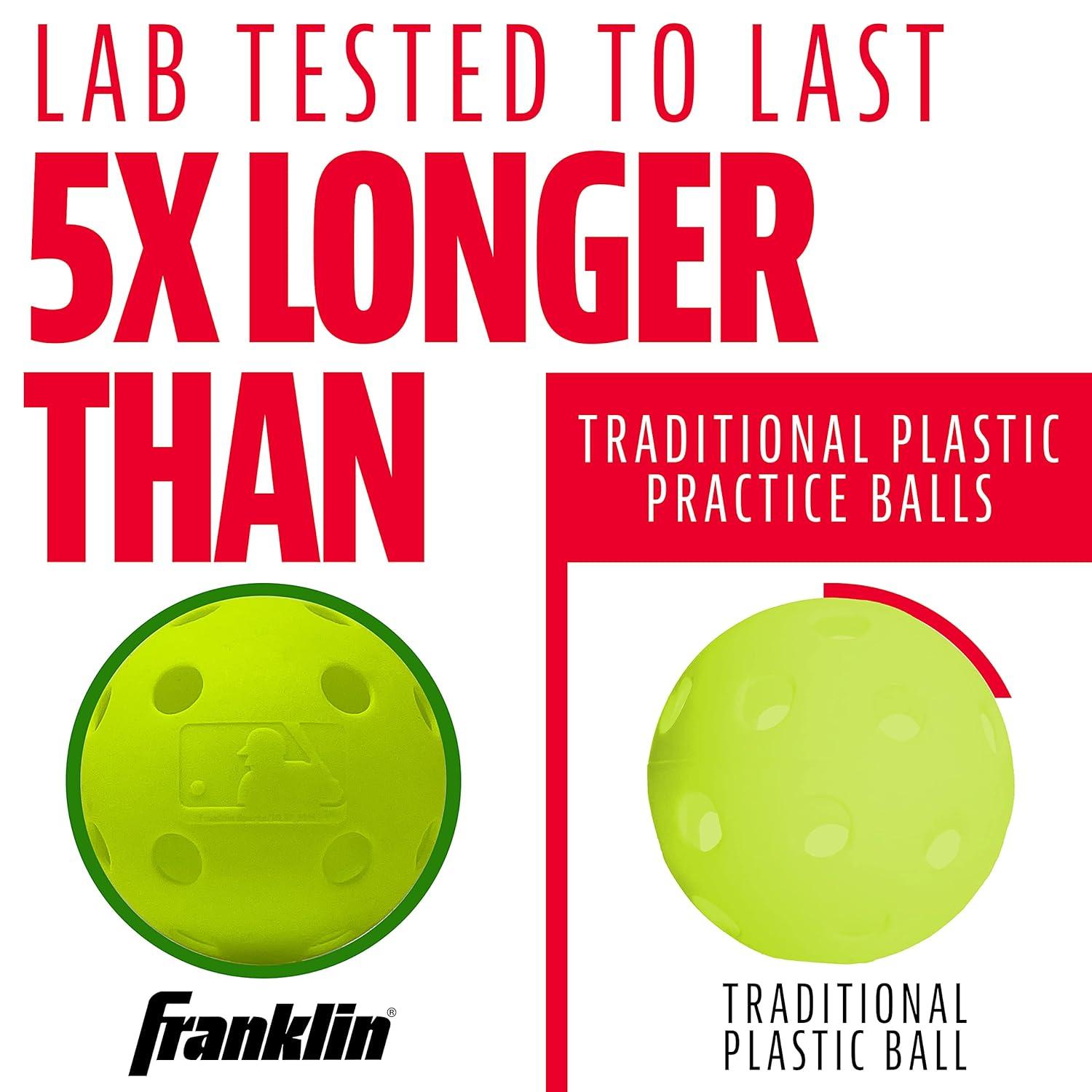 Franklin Sports Indestruct-A-Ball Plastic Batting Practice Baseballs, Softballs + Golf Balls - Training Packs
