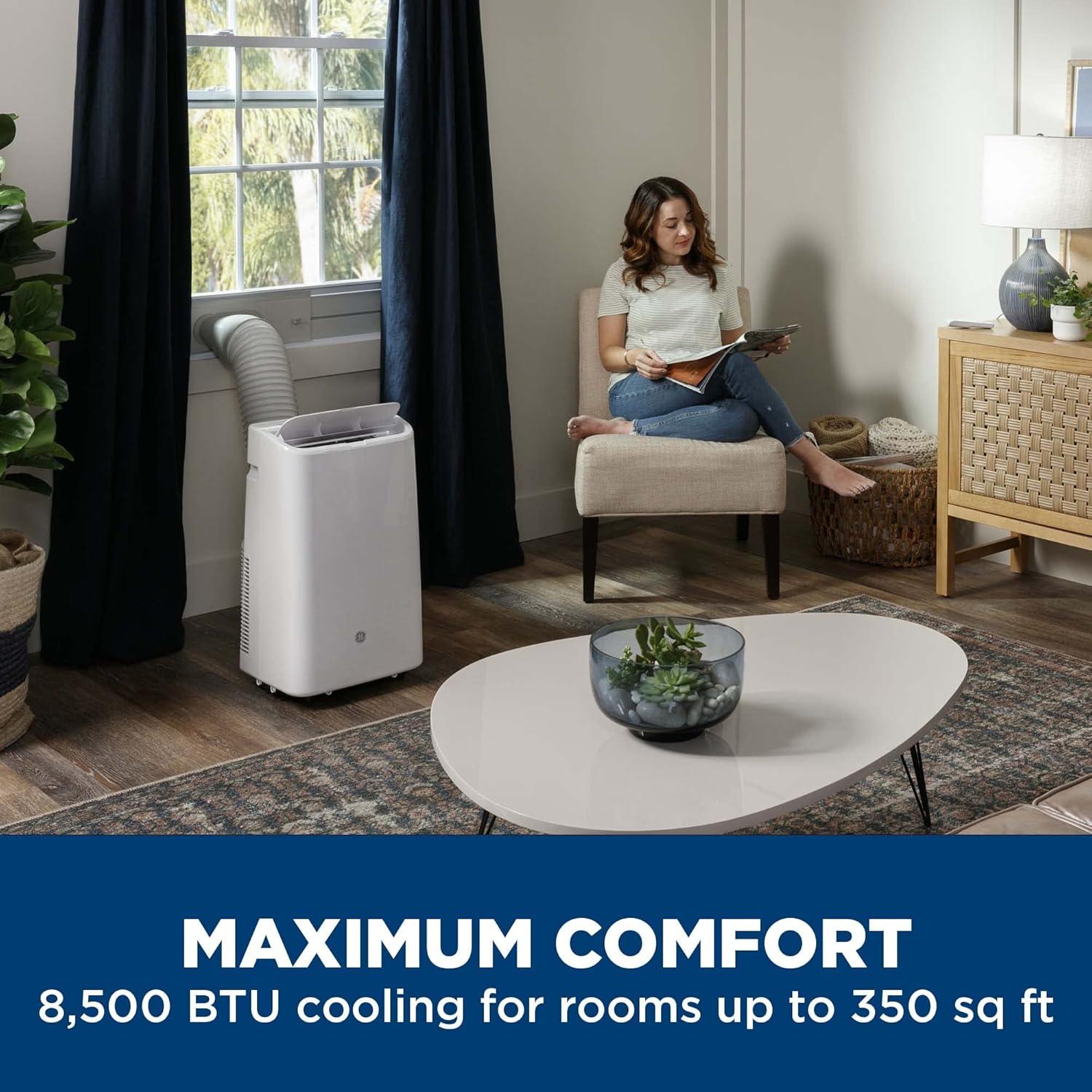 GE 8500 BTU White Portable Air Conditioner with Remote