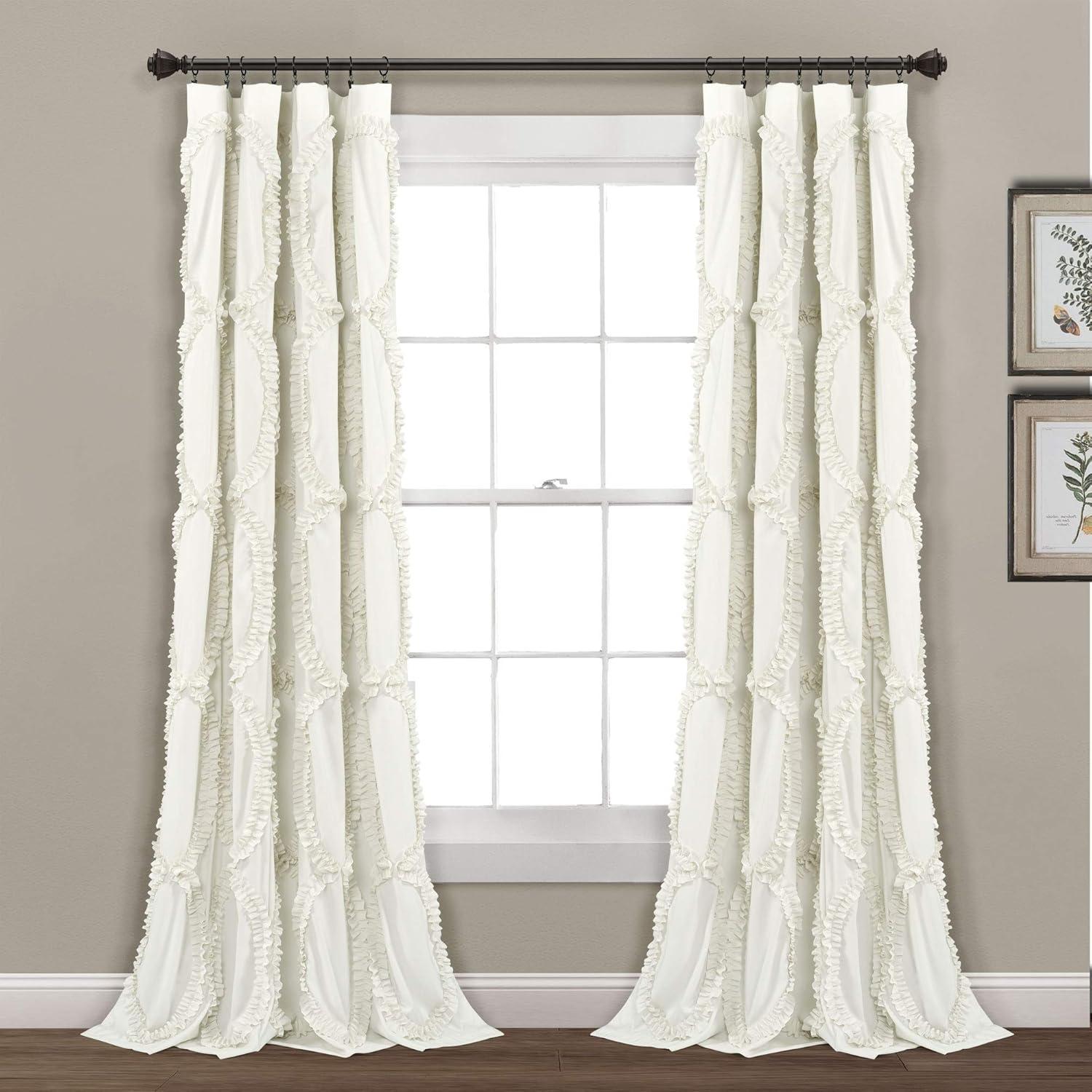 Lush Decor Avon Window Curtain Sydney Throw Blanket, 54"W x 84"L, Ivory