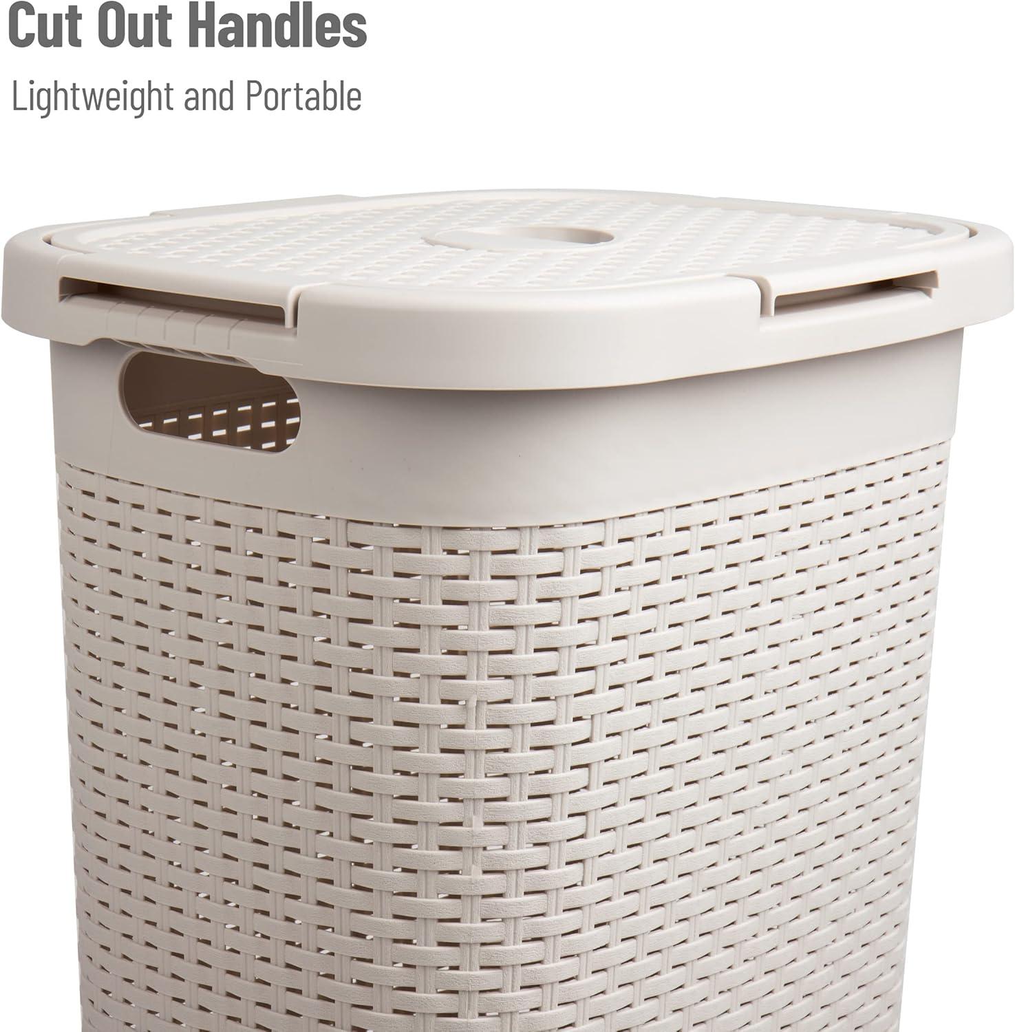 Mind Reader 60 Liter Laundry Basket, Ivory