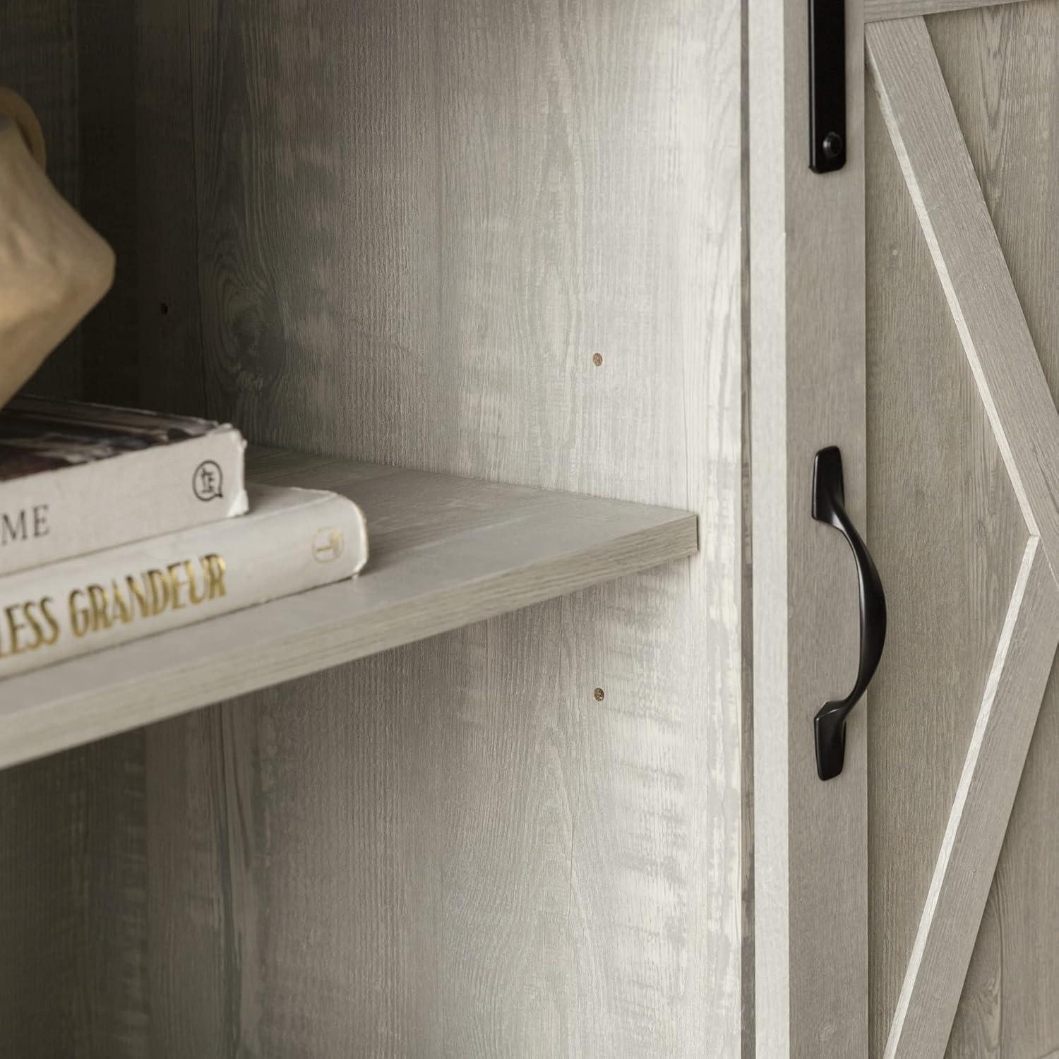 Walker Edison Sliding Farmhouse Barn Door TV Stand for TVs up to 65", Stone Grey