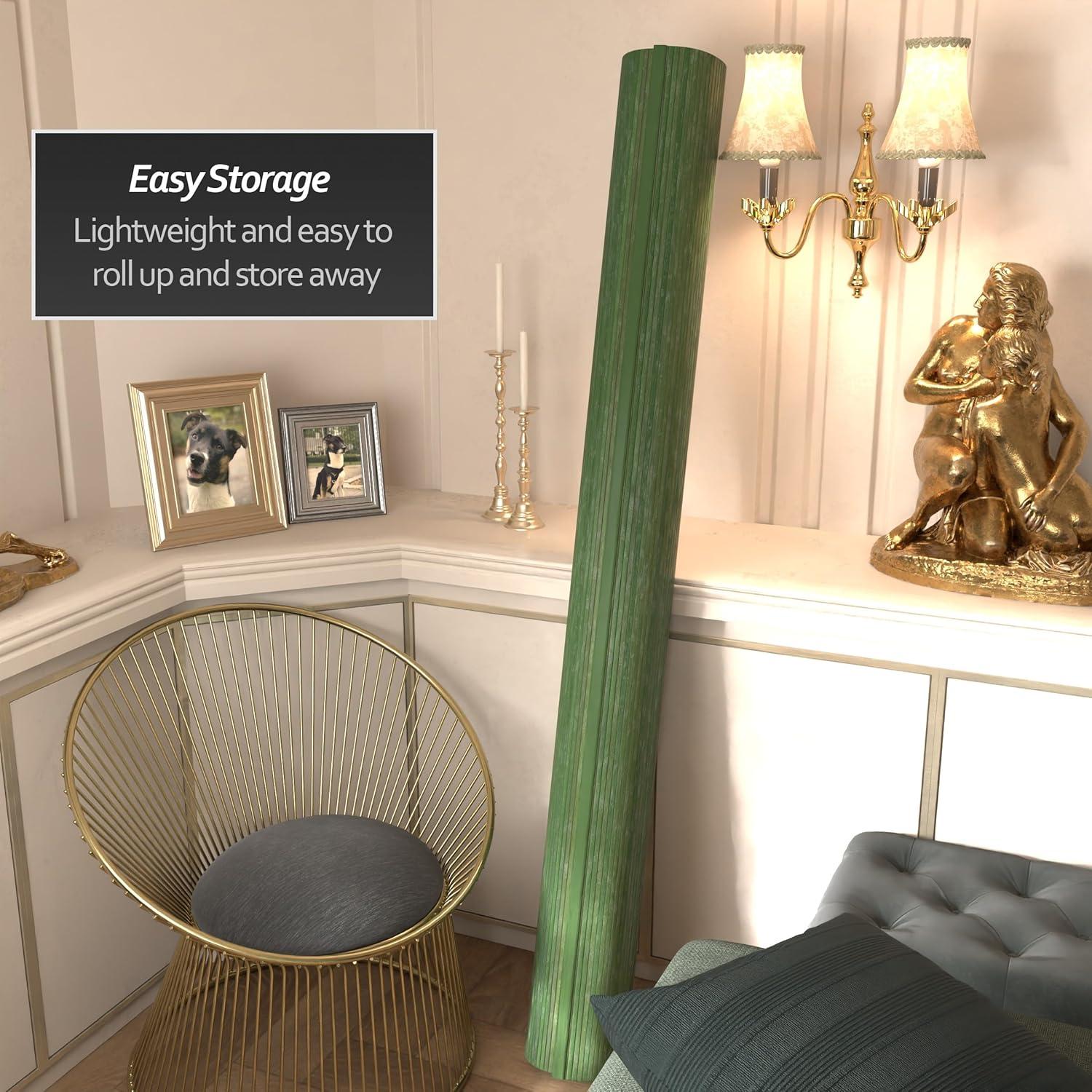 6 ft. Tall Bamboo Wave Screen - Distressed Green