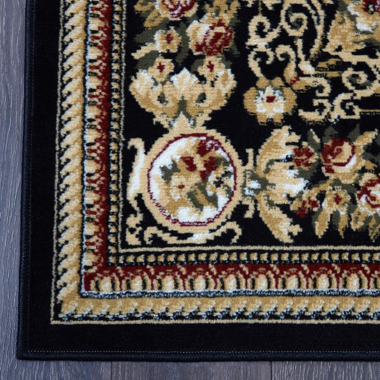 Home Dynamix Optimum Athens Traditional Medallion Area Rug, Black/Beige, 3'7"x5'2"