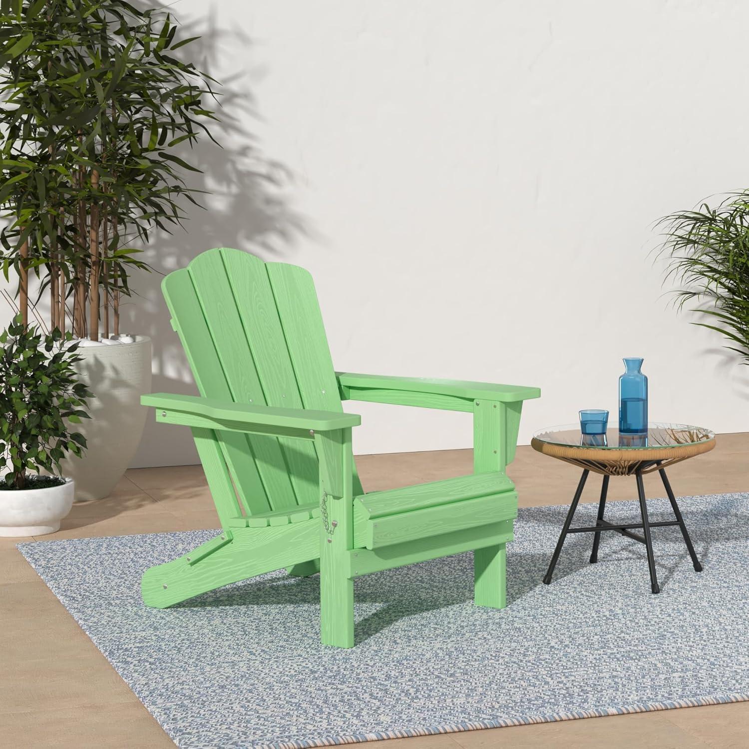 Light Green HDPE Folding Adirondack Chair with Arms