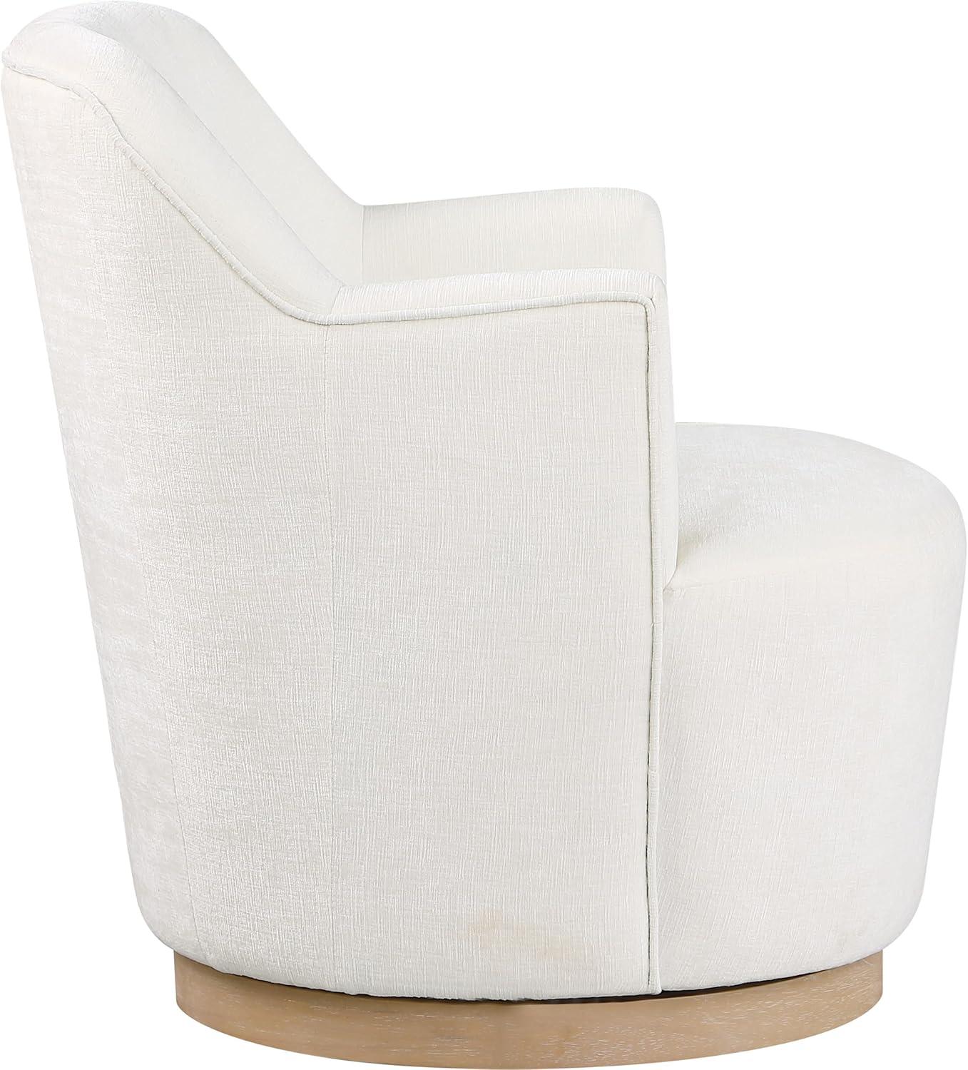 Meridian Furniture Clarita Cream Chenille Fabric Swivel Accent Chair