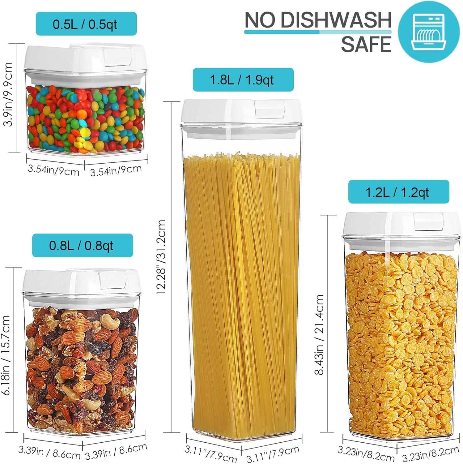 7 Pieces Airtight Food Storage Containers,  BPA Free Plastic Cereal Containers with Easy Lock Lids, for Kitchen Pantry Organization and Storage, with 10 Labels and 1 Marker Pen