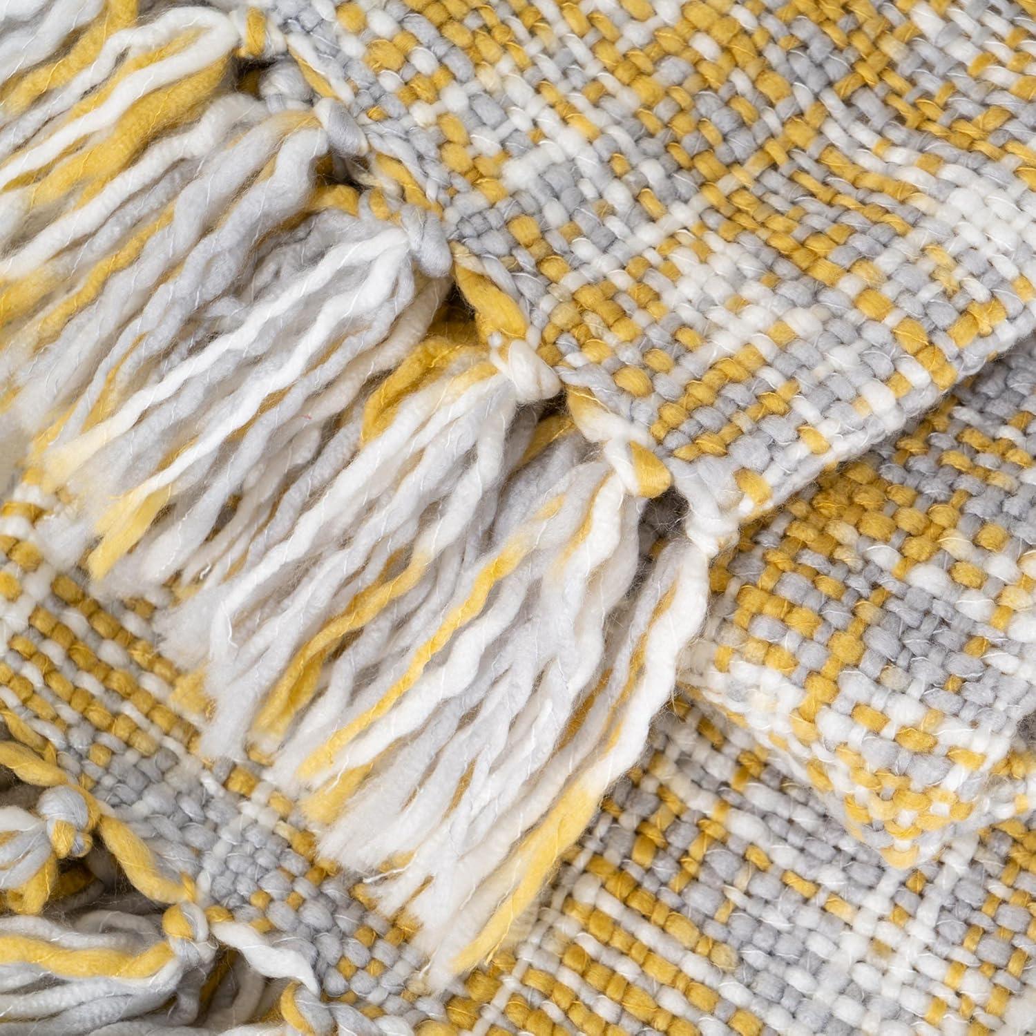 Battilo Yellow Throw Blanket for Couch, Gold Knit Throw Blanket for Bed, Outdoor Throw Blankets for Sofa,Holiday Blankets,50"x60"