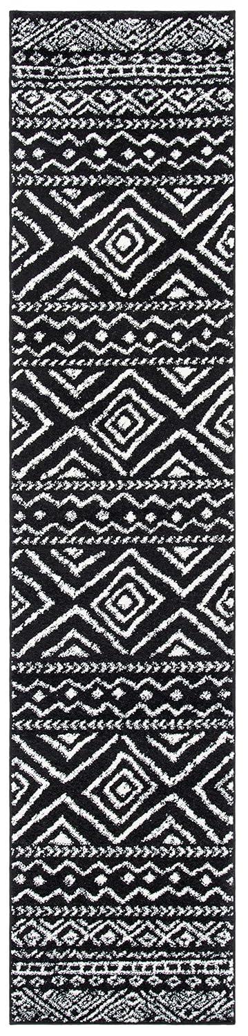 Tulum TUL267 Power Loomed Indoor Runner Rug - Black/Ivory - 2'x9' - Safavieh