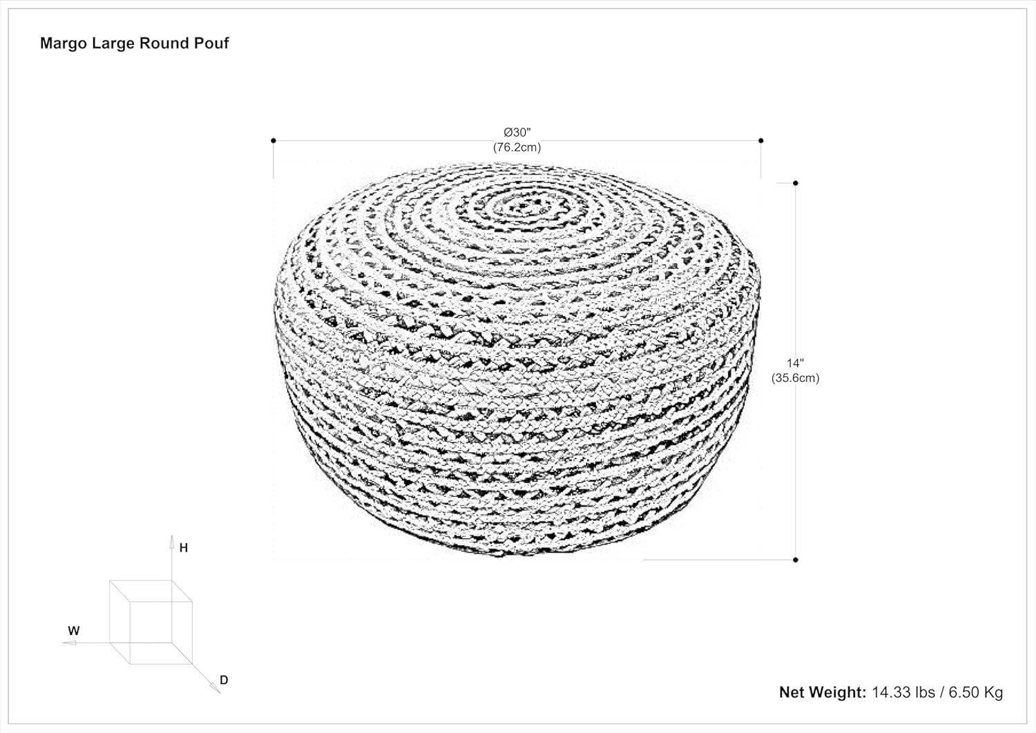 Margo Boho Contemporary Round Large Pouf in Multi Color