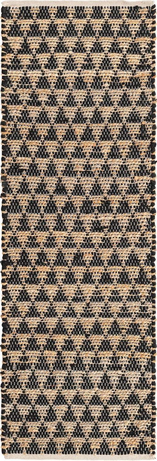 Handmade Black and Natural Geometric Jute Runner