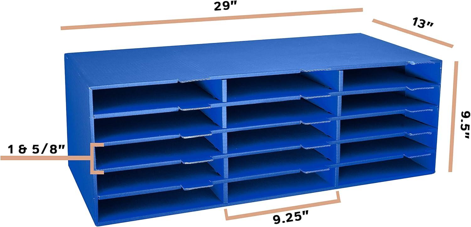 Large Blue Cardboard 15-Slot Paper Sorter