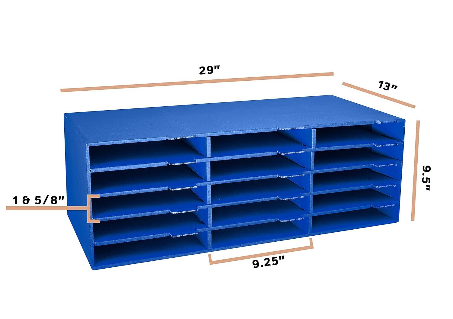 9.5 in. x 29 in. Blue 15-Slot Construction Paper Storage Organizer