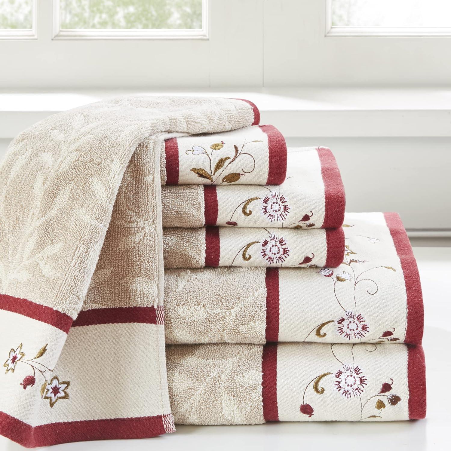 6pc Monroe Embroidered Cotton Jacquard Towel Set - Madison Park